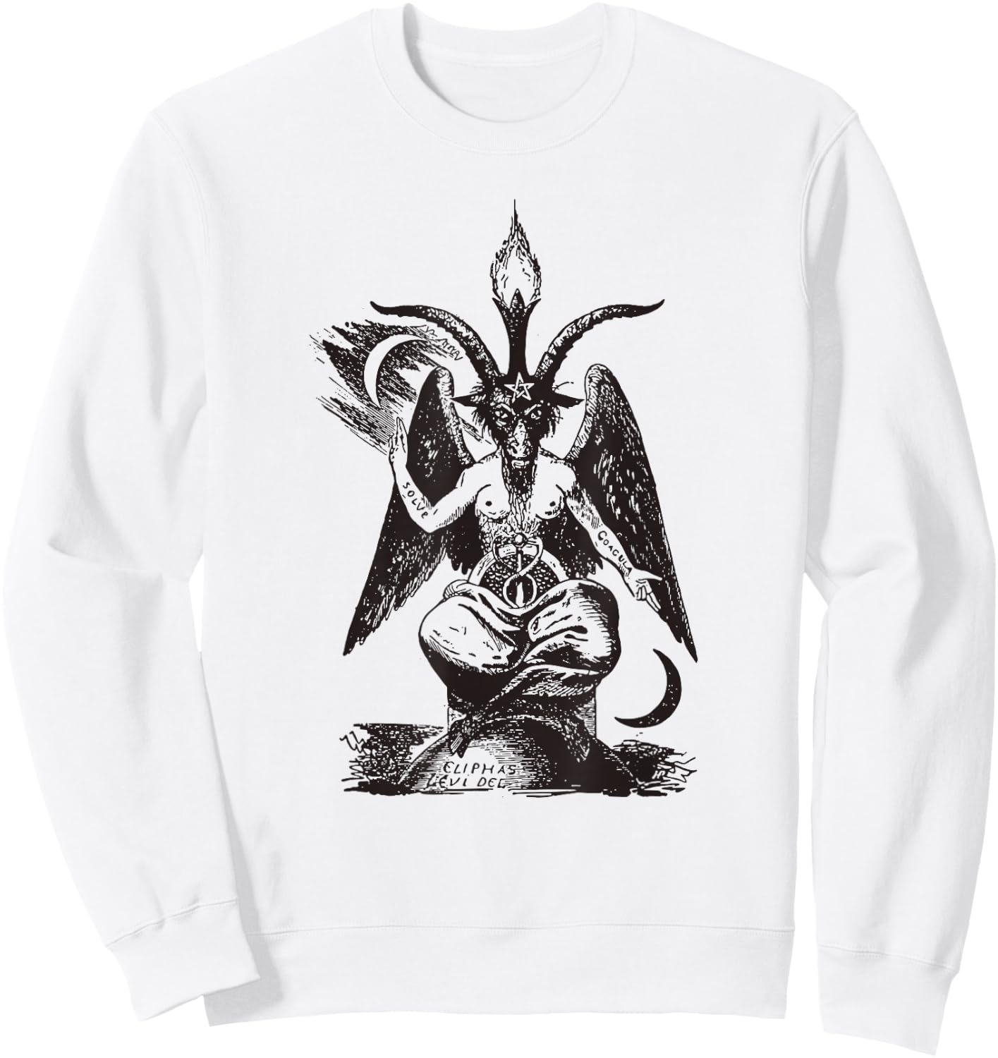 Baphomet Mystic Occult Goth Demon Satan Satanism Black White Sweatshirt - Sweatshirt | White