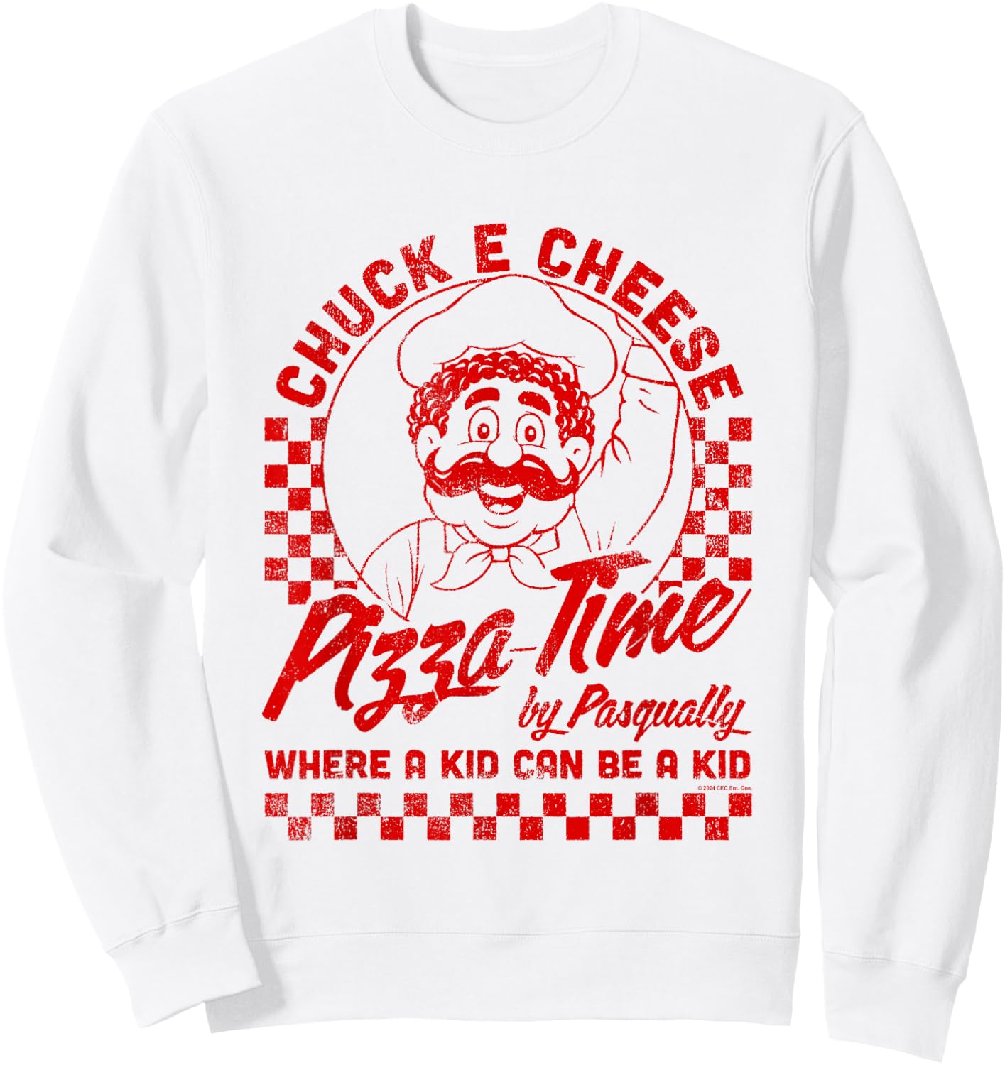 Chuck E. Cheese Pizza Time By Pasqually Vintage Chest Logo Sweatshirt - Sweatshirt | White