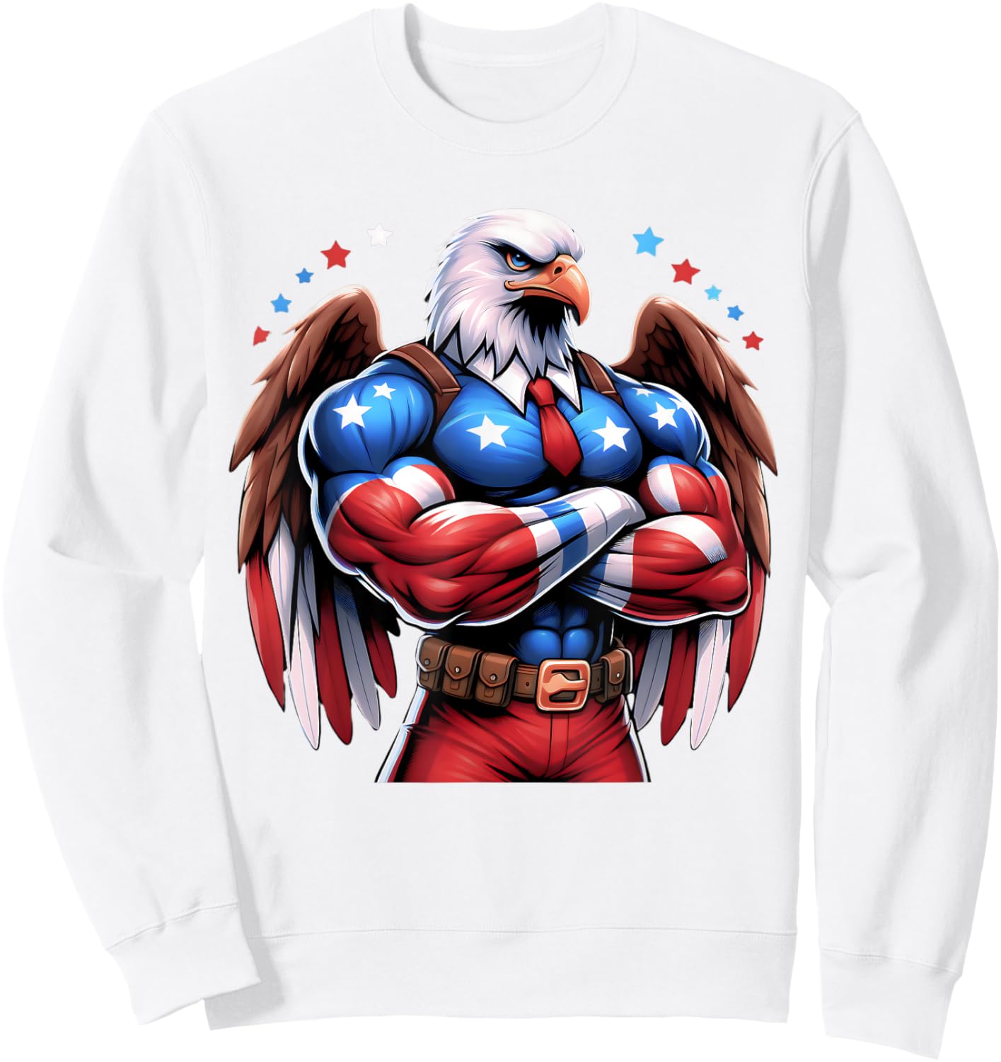 Patriotic US Flag Patriotic Eagle July USA American Flag Women Men Sweatshirt - Sweatshirt | White