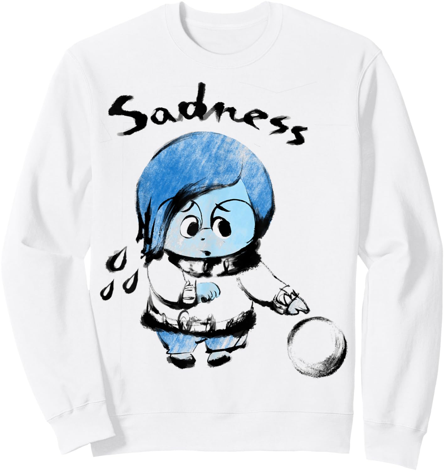 Disney Pixar Inside Out Sadness Watercolor Graphic Sweatshirt - Sweatshirt | White