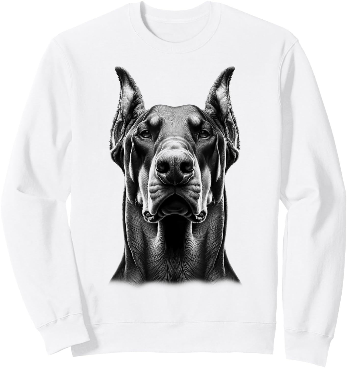 Proud Doberman Dog Portrait in Drawing Style Sweatshirt - Sweatshirt | White