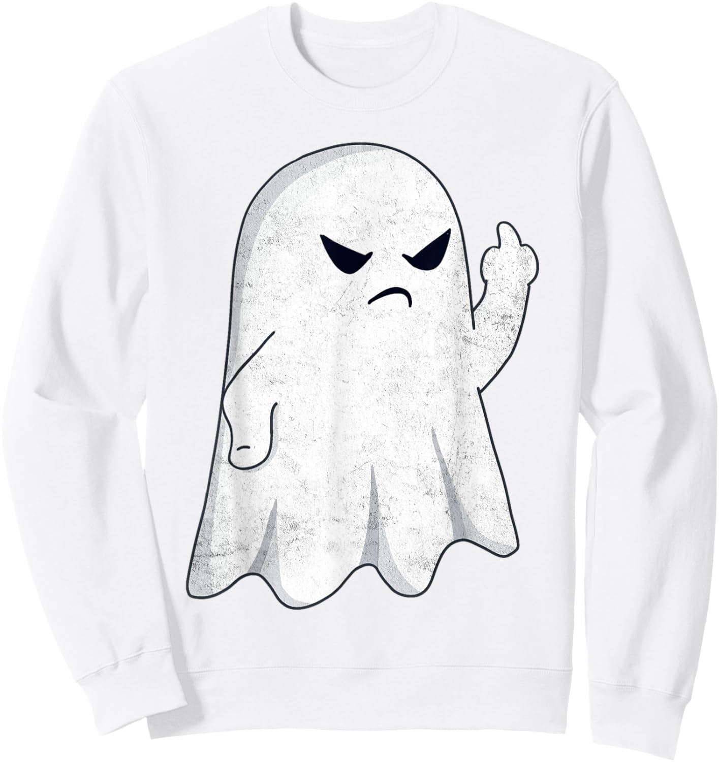 Funny Middle Finger Ghost Halloween Costume Men Women Adult Sweatshirt - Sweatshirt | White