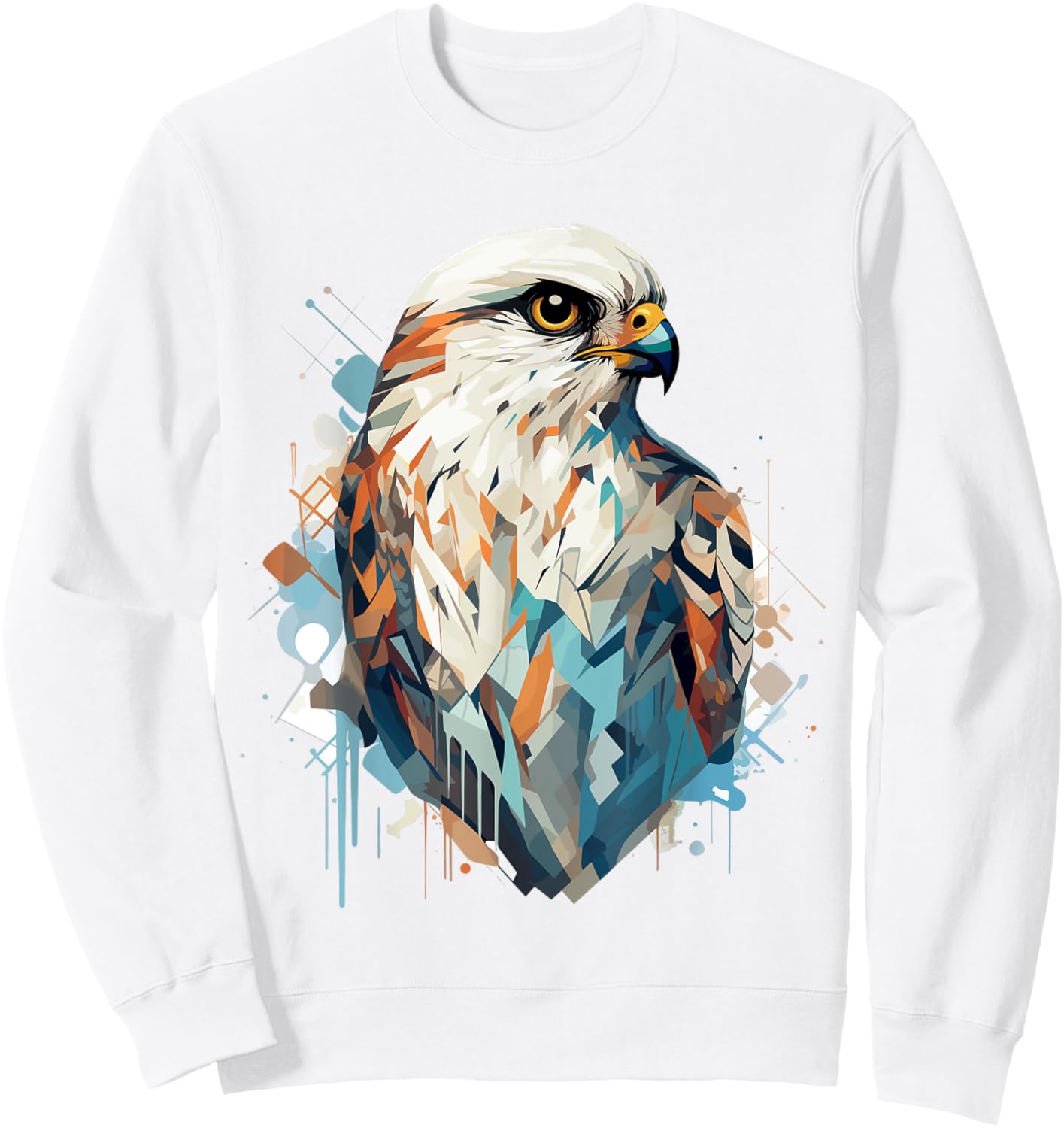 American Kestrel Bird Geometric Patten Art,Cute Kestrel Love Sweatshirt - Sweatshirt | White