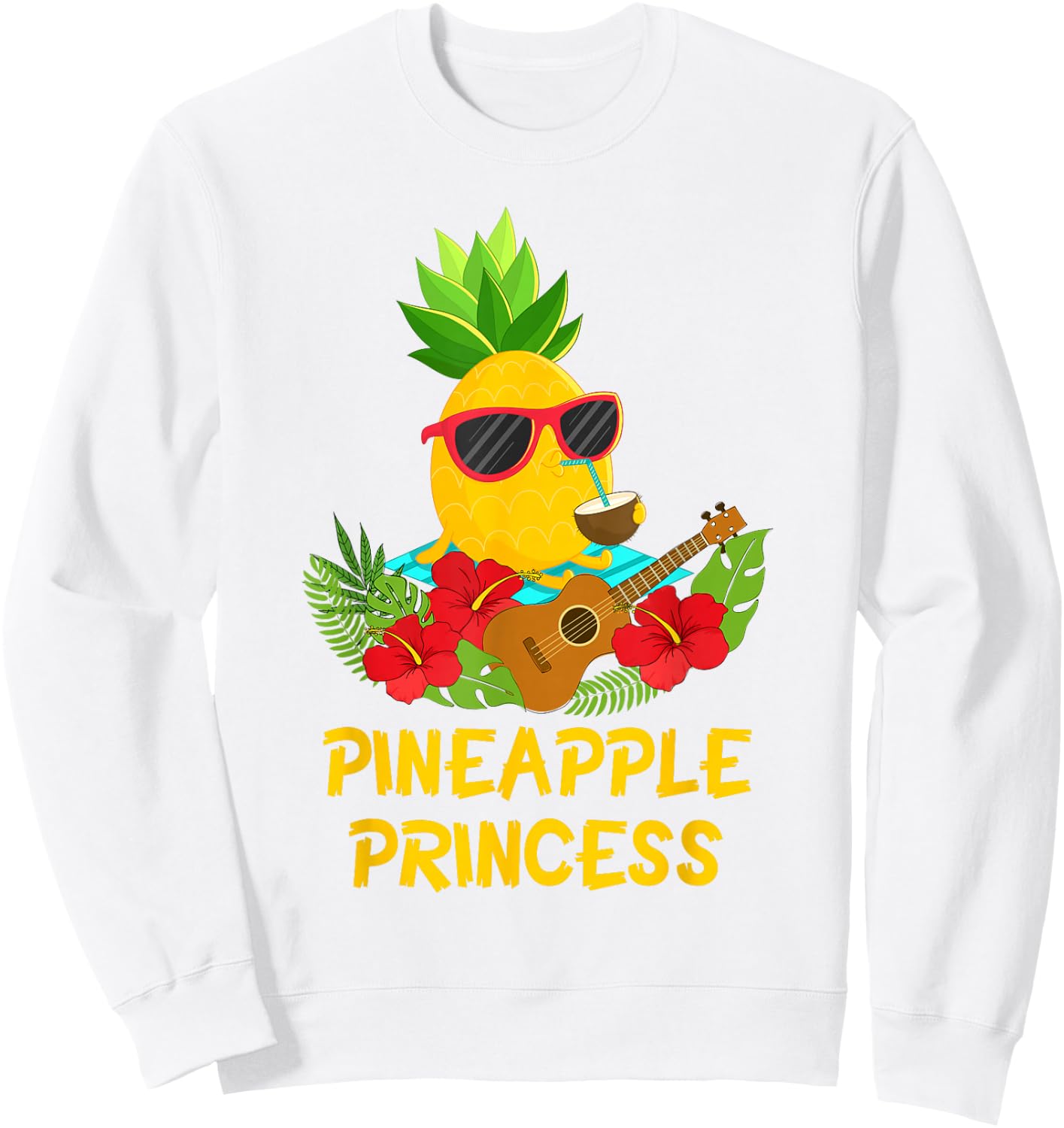 Pineapple Shirt Pineapple Princess with Ukulele Gifts Sweatshirt - Sweatshirt | White