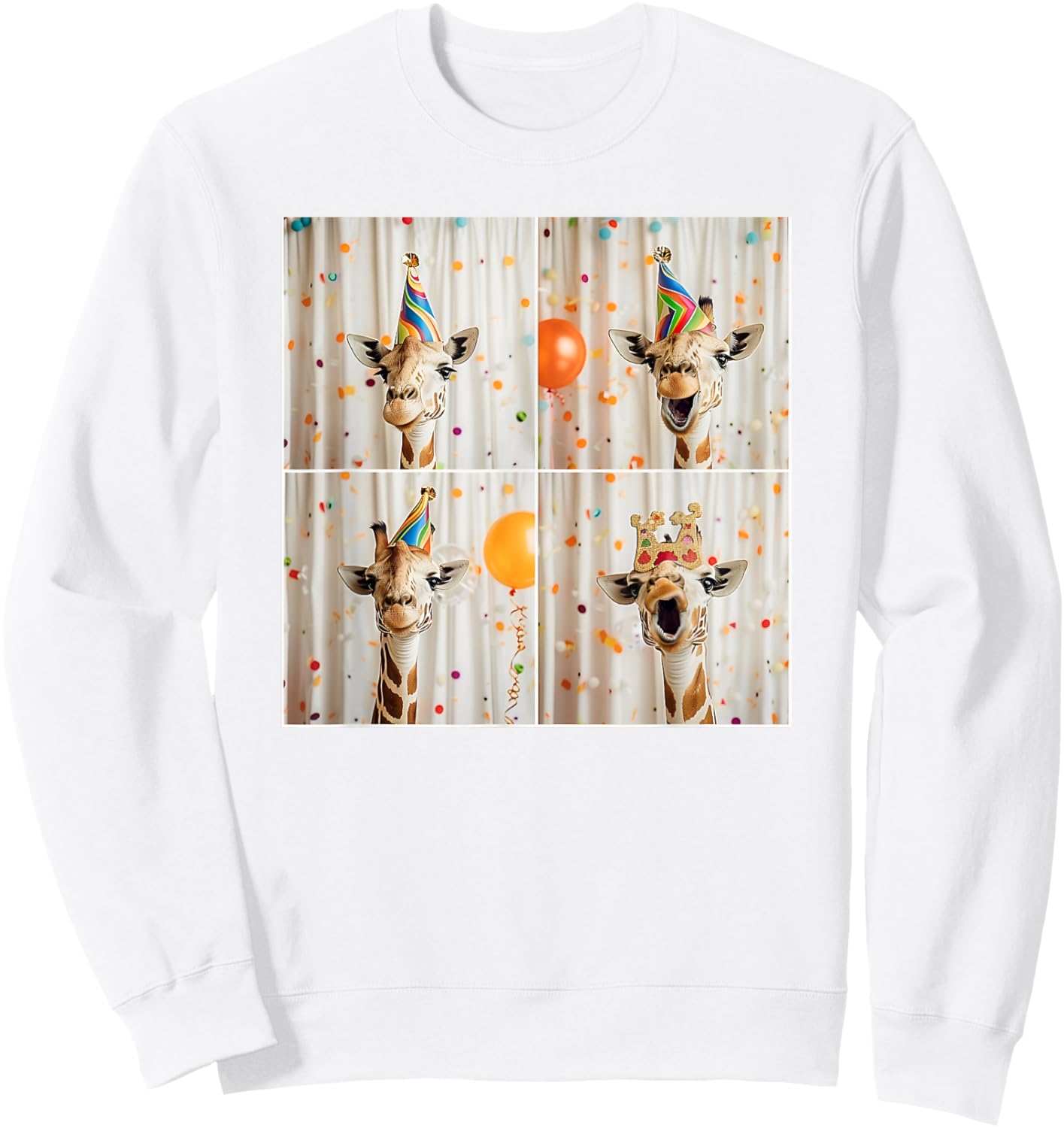 Happy Giraffe Face Jungle Animal Selfie Birthday Giraffe Sweatshirt - Sweatshirt | White