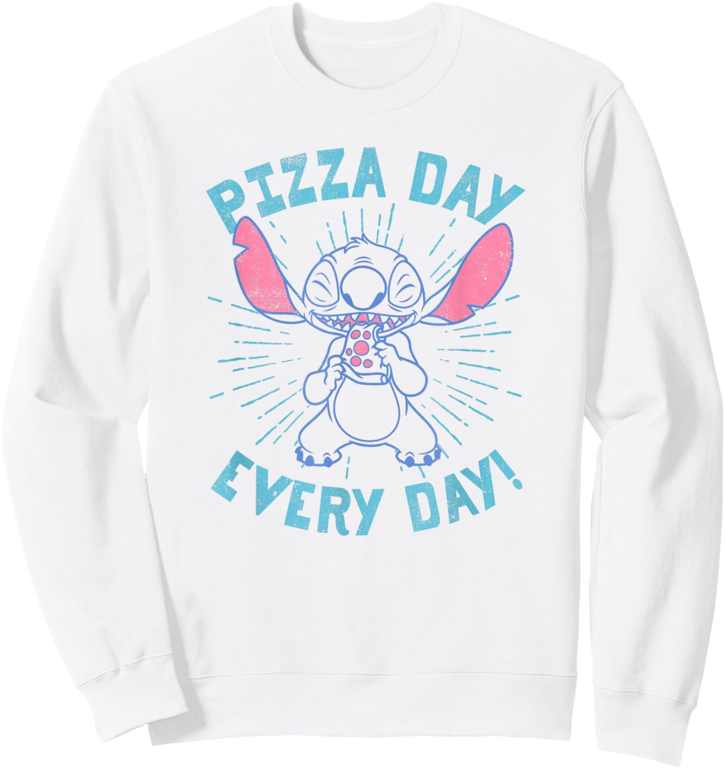 Disney Lilo & Stitch Pizza Day Everyday Transparent Sweatshirt - Sweatshirt | White