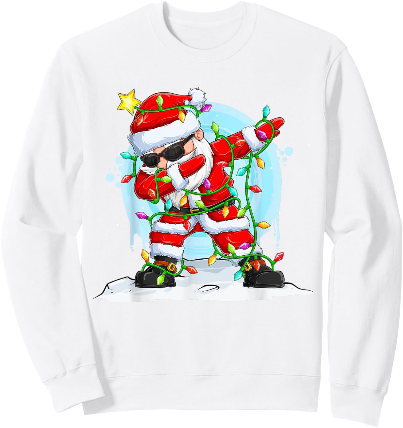 Christmas Fairy Lights Dab Dance Santa Claus Sweatshirt - Sweatshirt | White