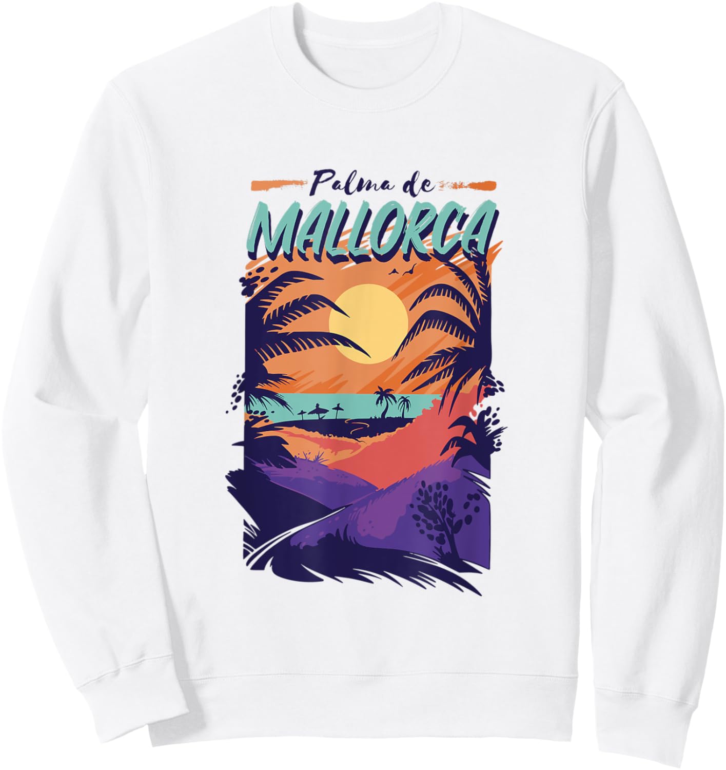 Palma de Mallorca Beach Sunset Men Women Sweatshirt - Sweatshirt | White