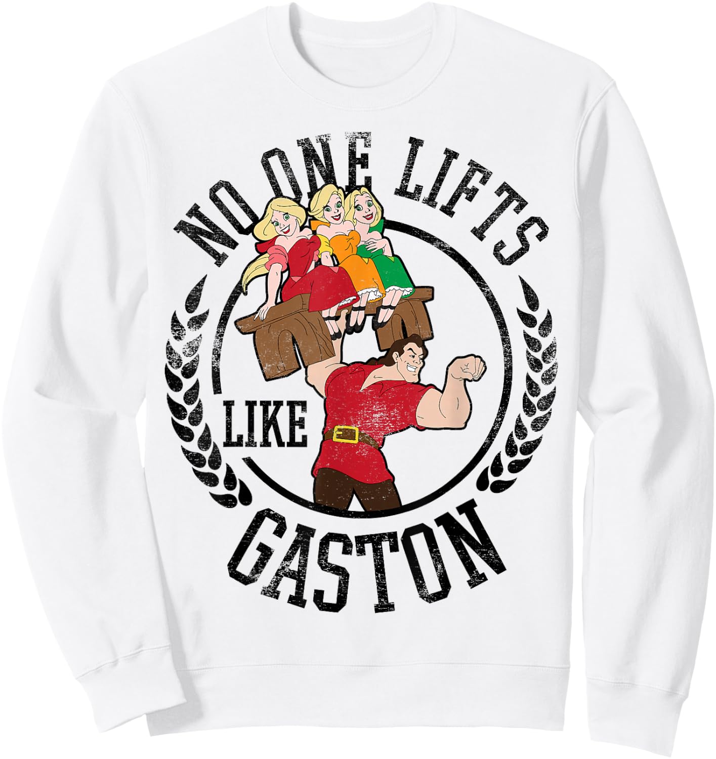 Disney Beauty and the Beast No One Lifts Like Gaston Badge Sweatshirt - Sweatshirt | White