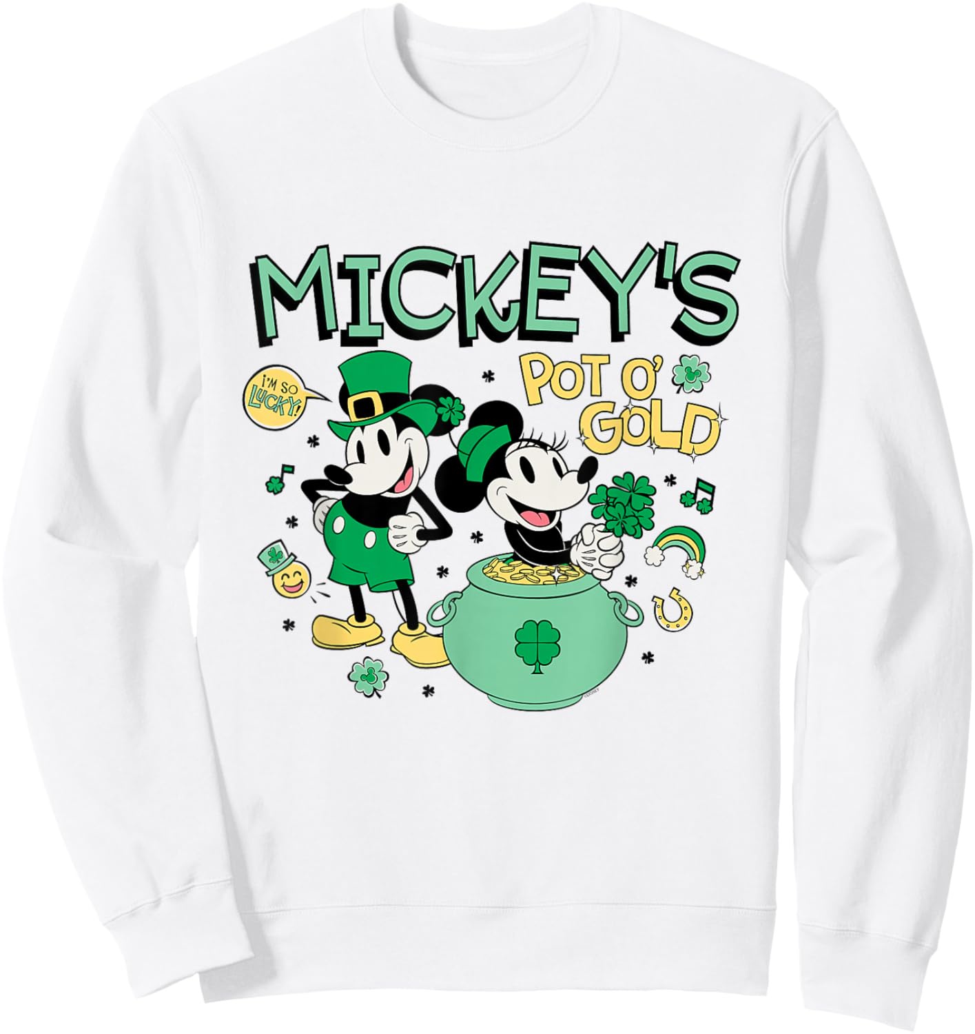 Disney Mickey Minnie St. Patrick's Day Mickey's Pot o' Gold Sweatshirt - Sweatshirt | White