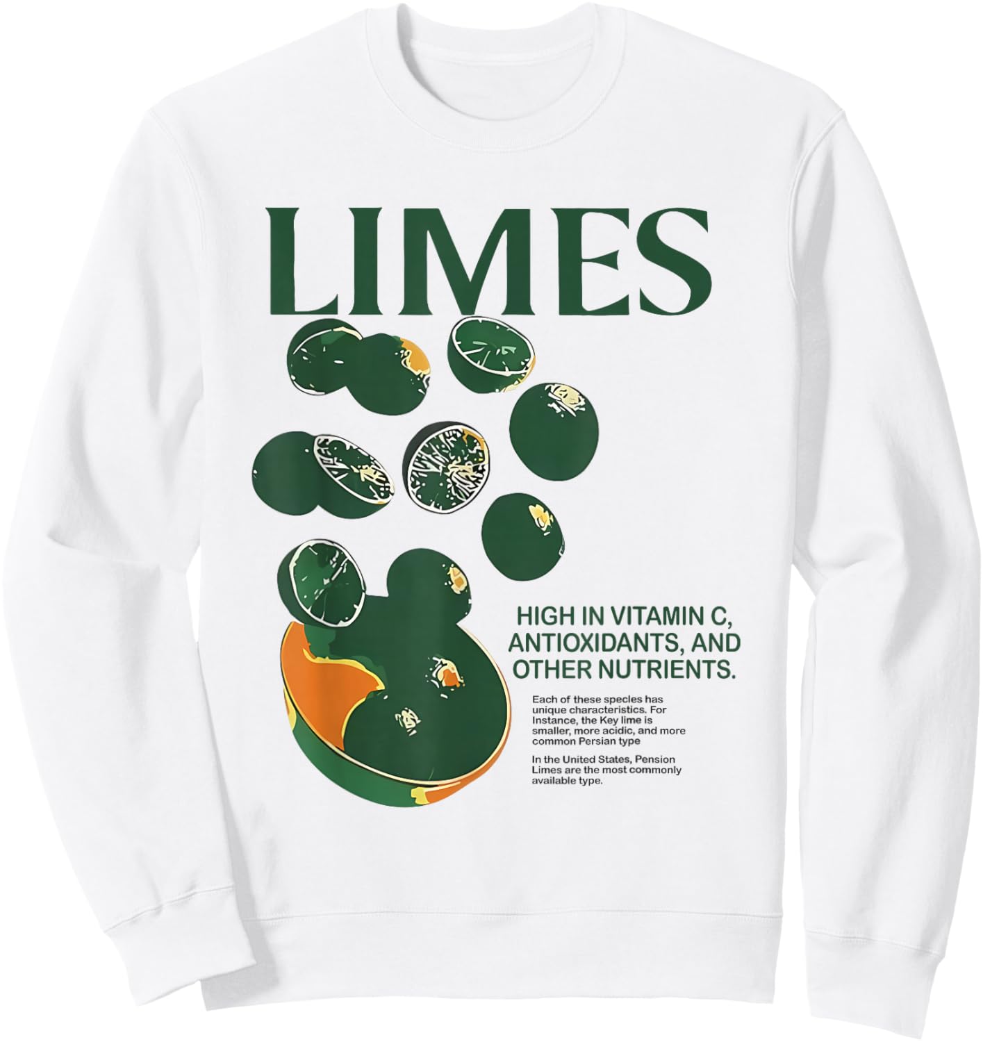 Retro Vintage Limes Graphic Vegetables Lemon Women and Men Sweatshirt - Sweatshirt | White