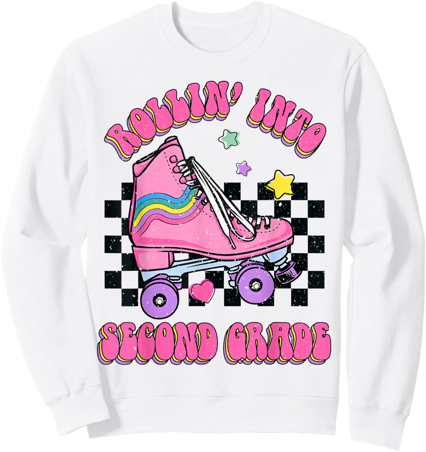 Rollin Into Second Grade Skating Back To School Kids Girls Sweatshirt - Sweatshirt | White
