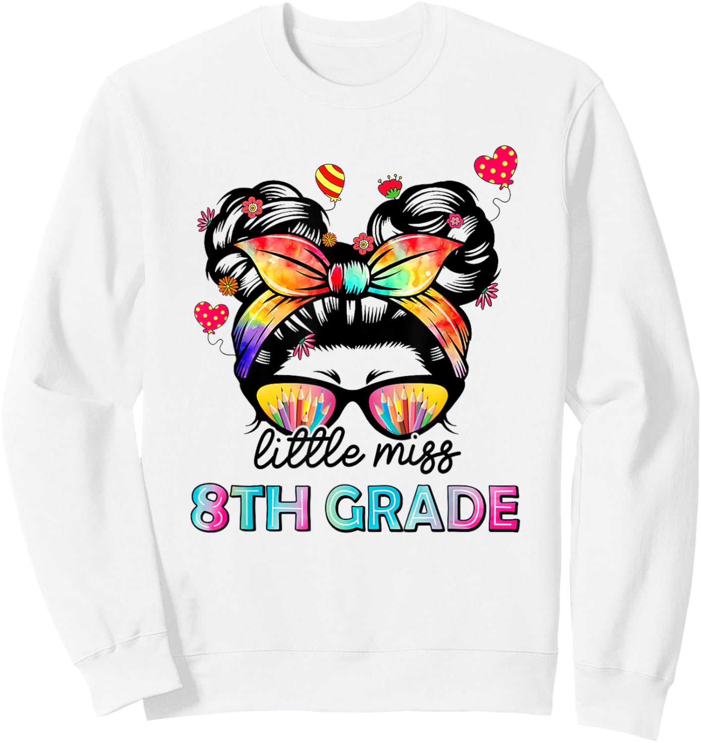 Little Miss Eighth Grade Back To School 8th Grade Girls Sweatshirt - Sweatshirt | White