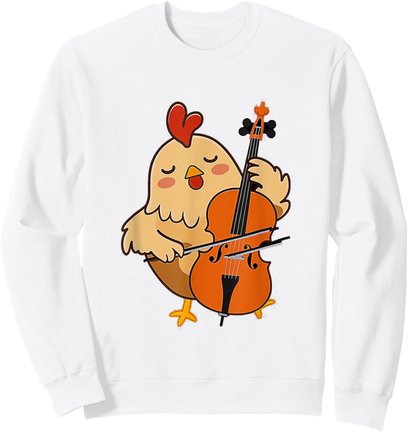 Cellist Chicken Cello Player Orchestra Music Animal Lover Sweatshirt - Sweatshirt | White