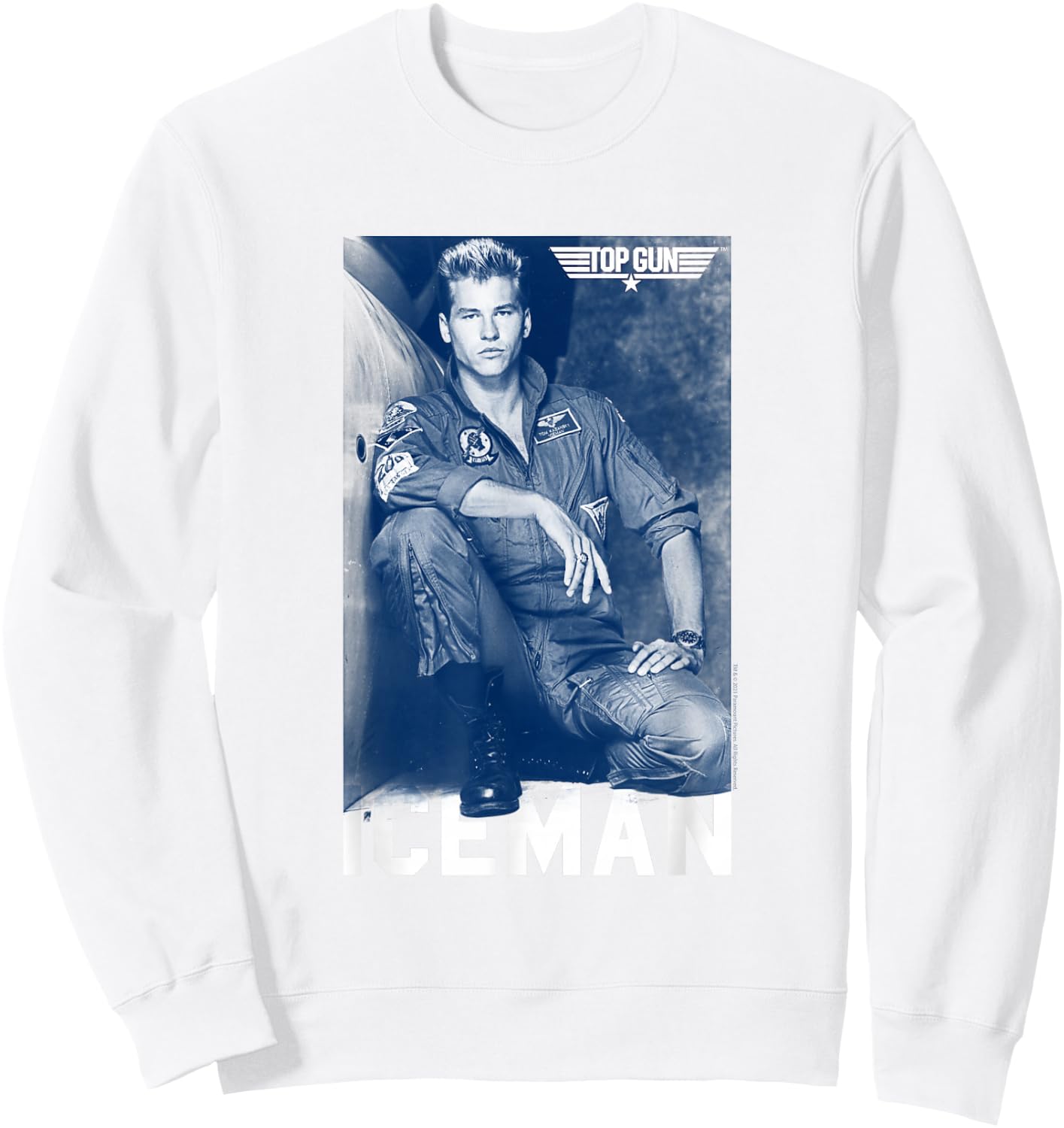 Top Gun Iceman Photograph Blue Tone Action Movie Sweatshirt - Sweatshirt | White