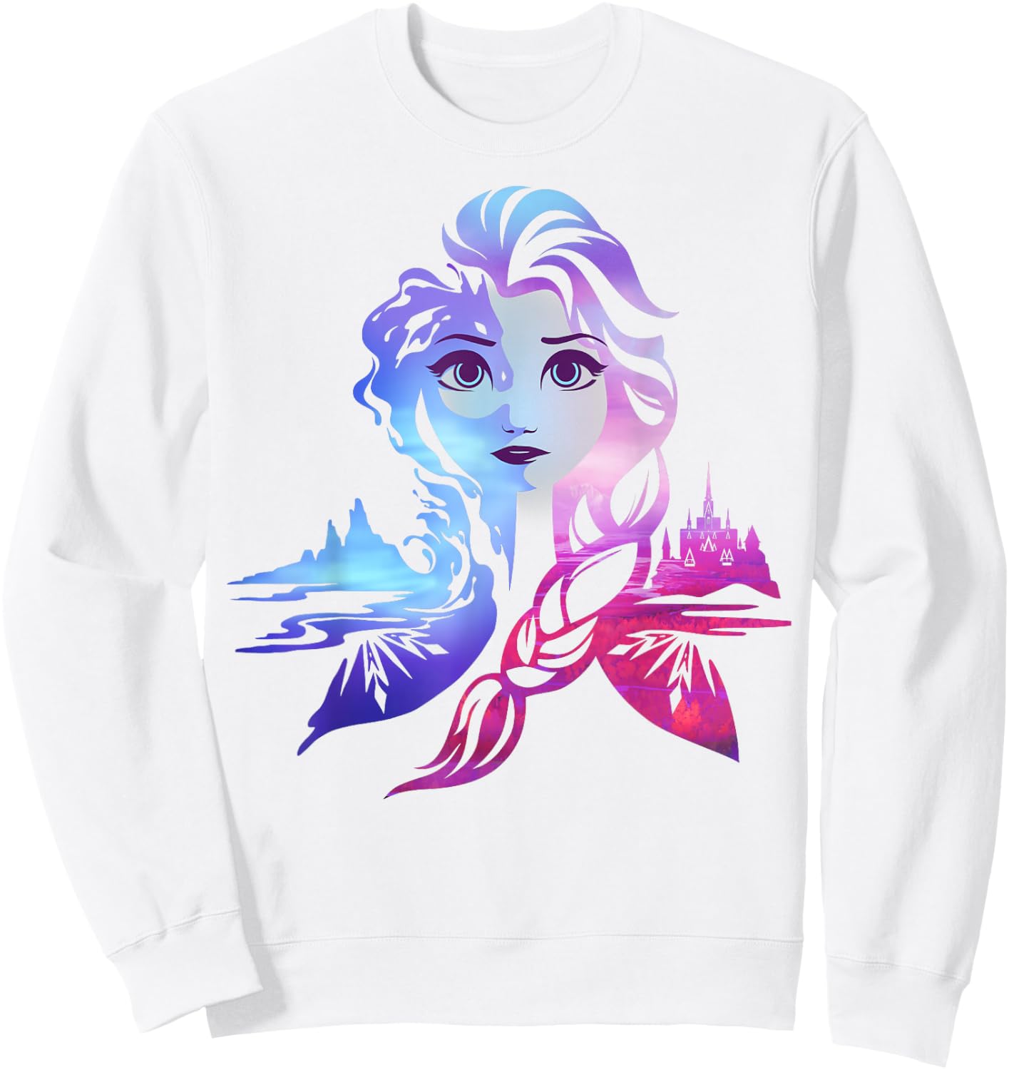 Disney Frozen 2 Elsa Two Tone Gradient Portrait Sweatshirt - Sweatshirt | White