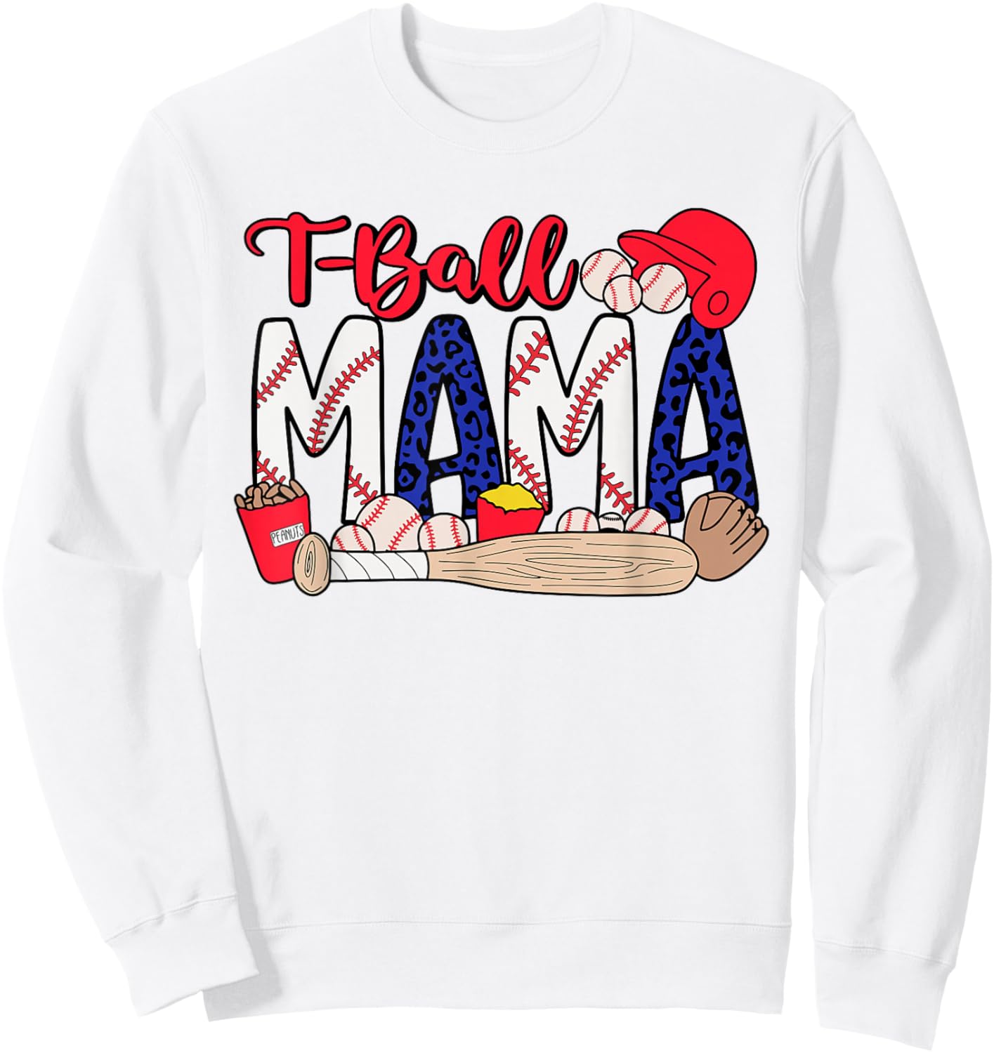 T-ball Mama Player Groovy Mama Ball Sport Mother's Day Sweatshirt - Sweatshirt | White