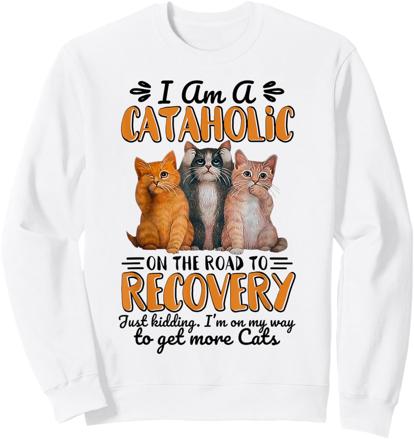 I Am A Cataholic On The Road To Recovery Just Kidding Sweatshirt - Sweatshirt | White