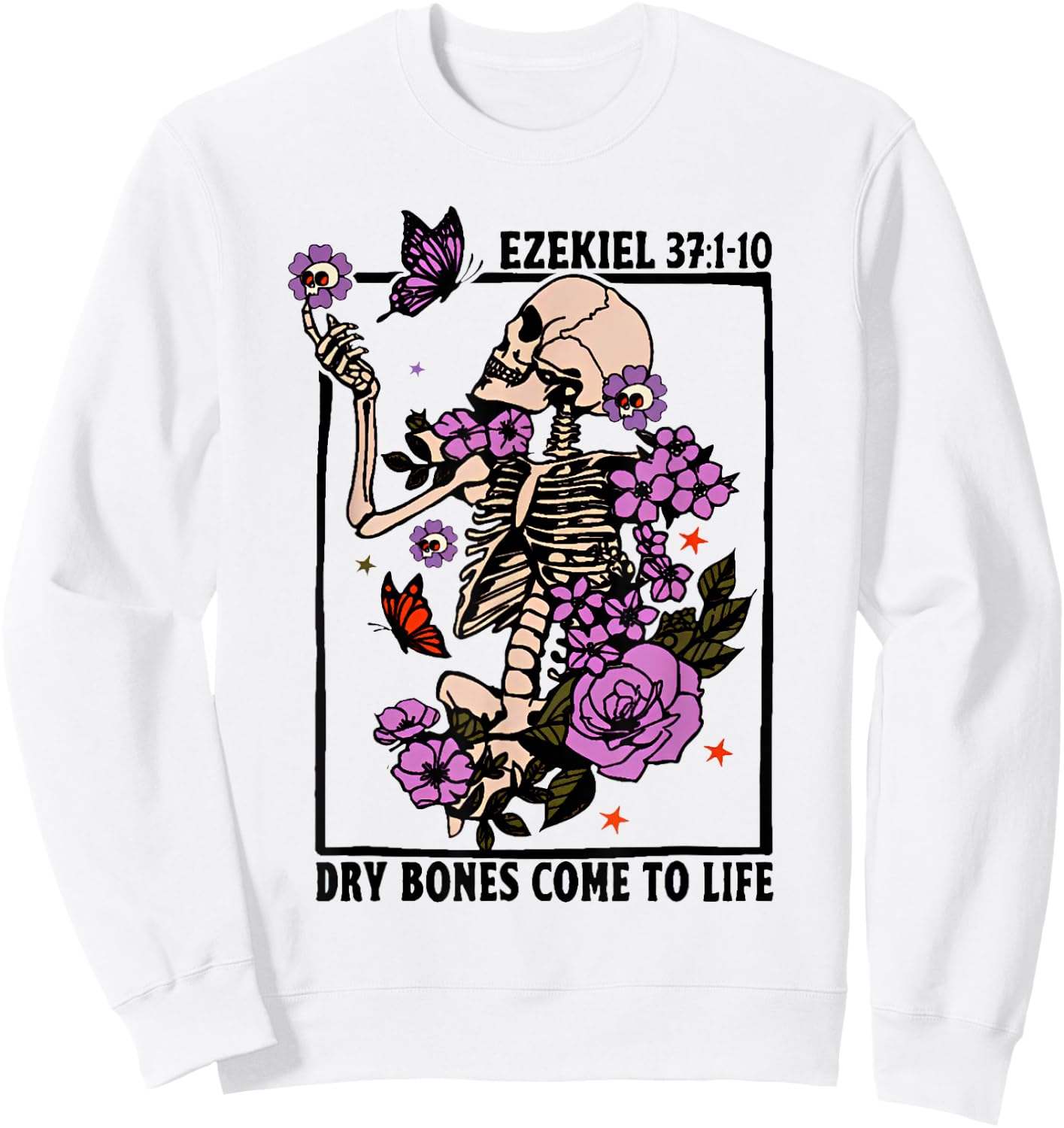 Dry Bone Come To Life Skeleton Sweatshirt - Sweatshirt | White