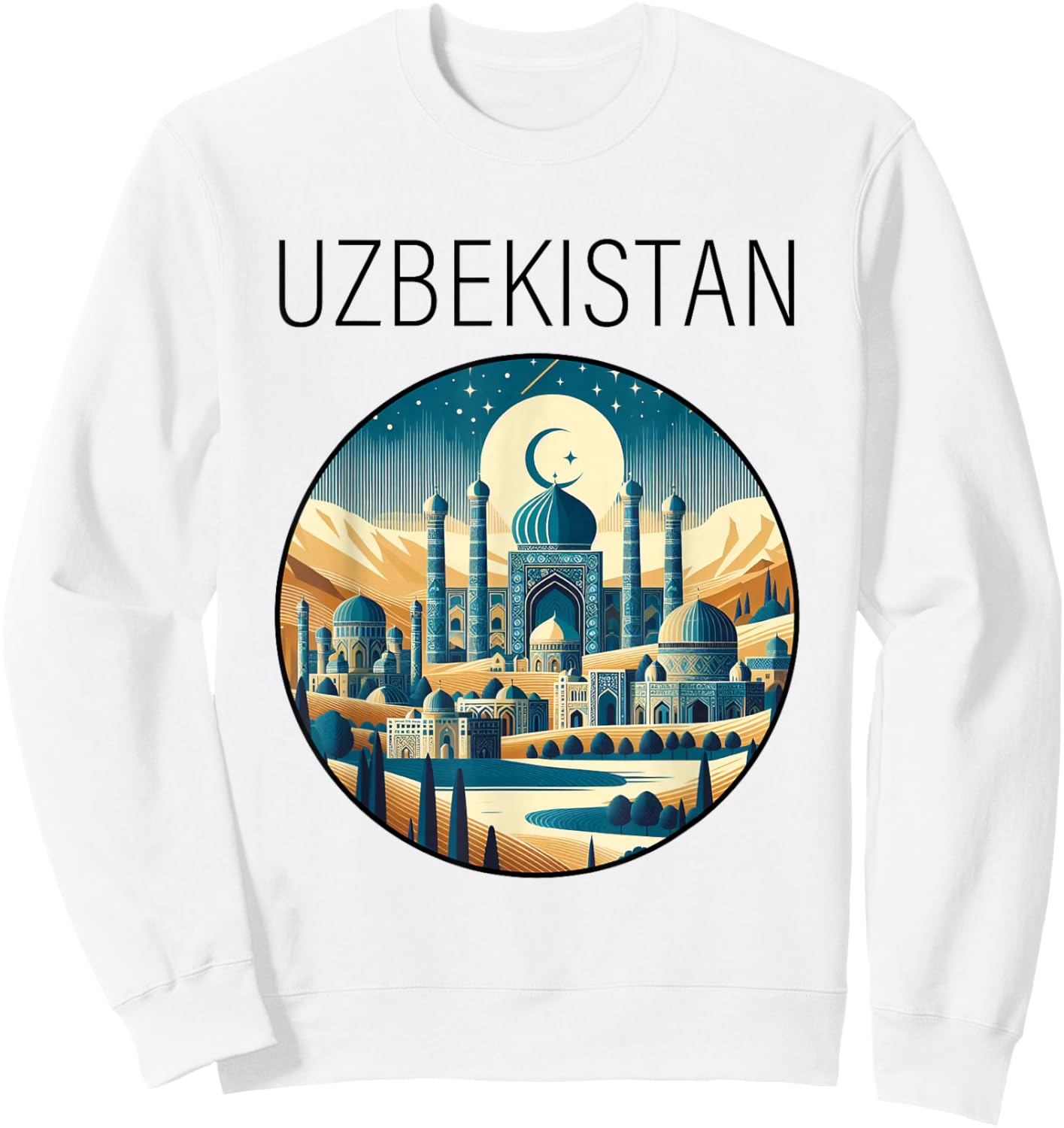 Uzbekistan scenery Art Deco Sweatshirt - Sweatshirt | White