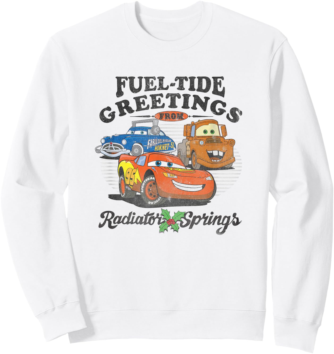 Disney Pixar Cars Christmas Fuel-Tide Greetings Vintage Sweatshirt - Sweatshirt | White