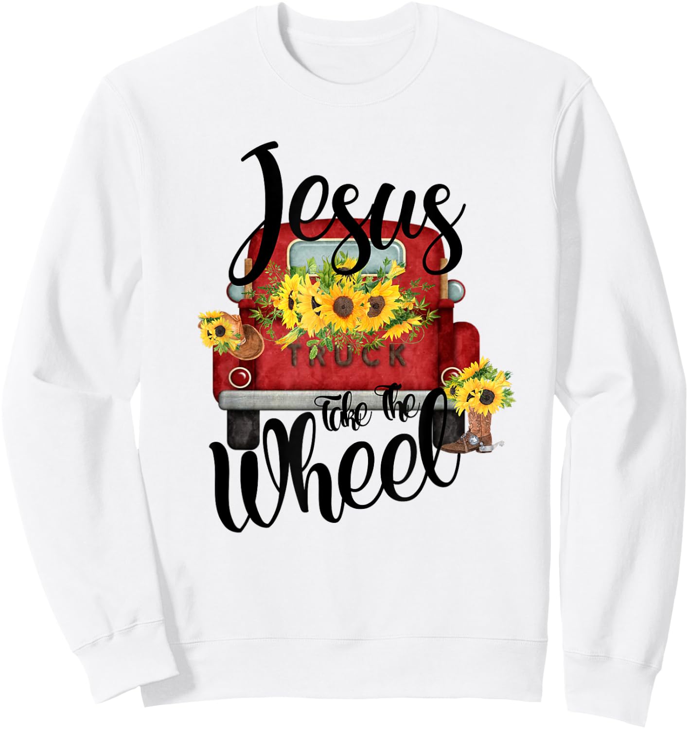 Jesus Take The Wheel Sweatshirt - Sweatshirt | White