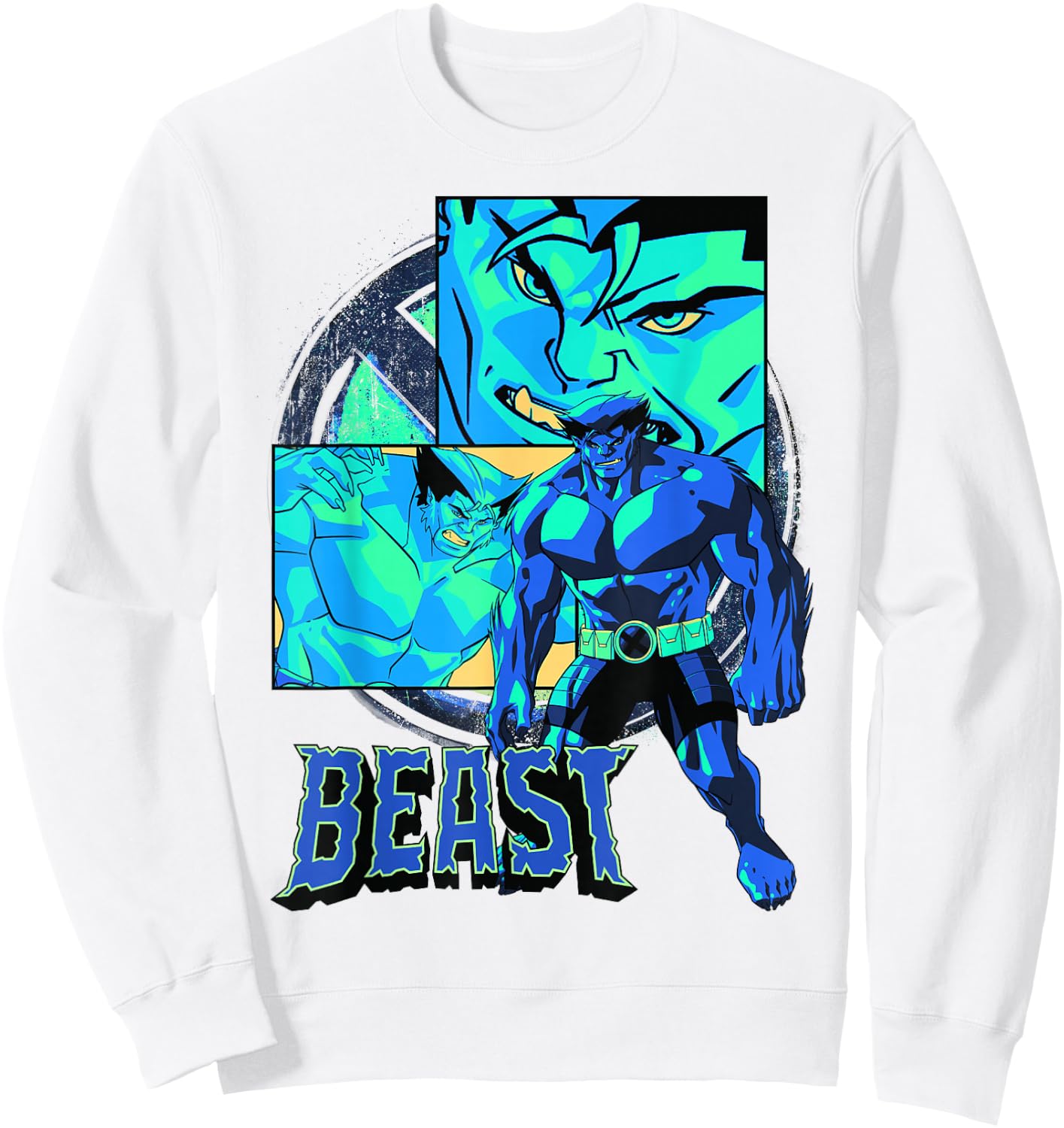 Marvel X-Men Beast Collage Panel Logo Sweatshirt - Sweatshirt | White