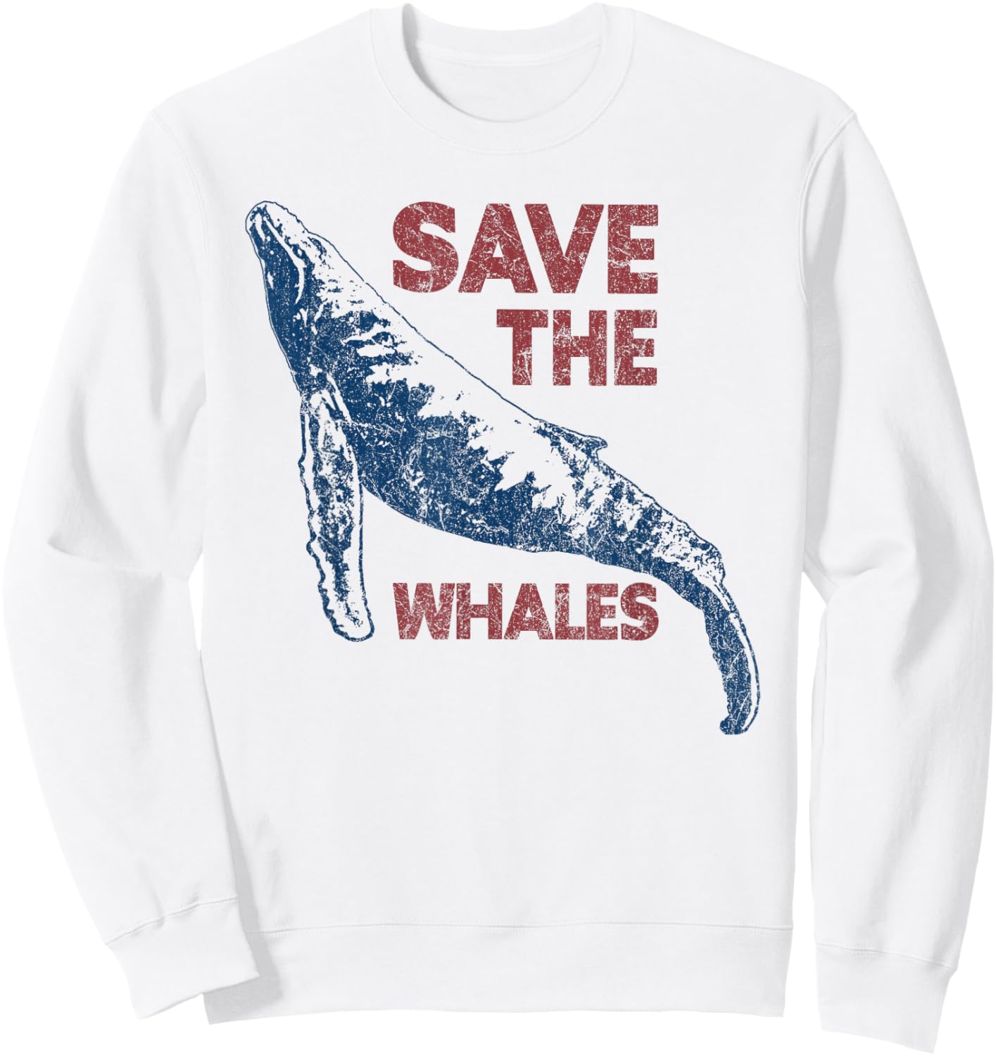Save the Whales Retro 80s Vintage Sweatshirt - Sweatshirt | White