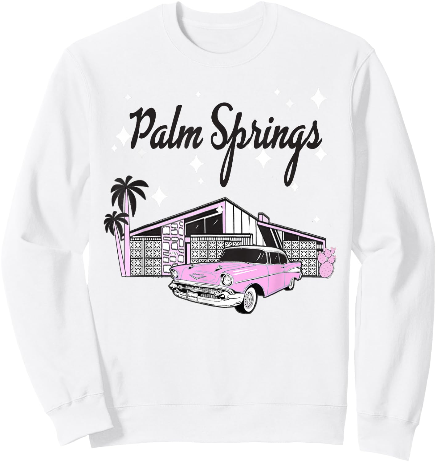 Vintage Mid Century Palm Springs California 1950s Atomic Age Sweatshirt - Sweatshirt | White
