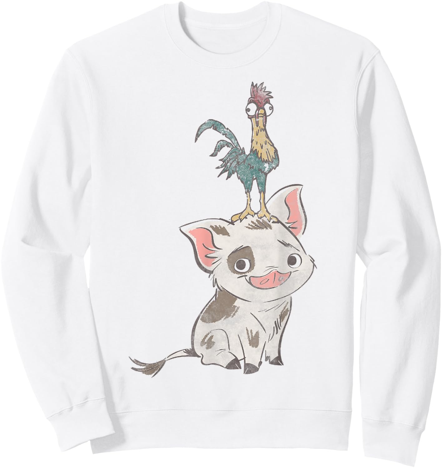 Disney Moana Pua And Hei Hei Simple Portrait Sweatshirt - Sweatshirt | White