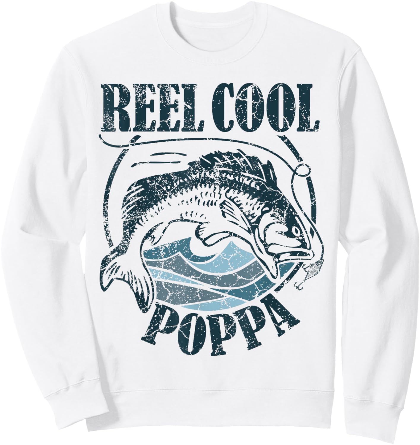 Reel Cool Poppa Fishing Grandpa Father's Day Fisherman Sweatshirt - Sweatshirt | White