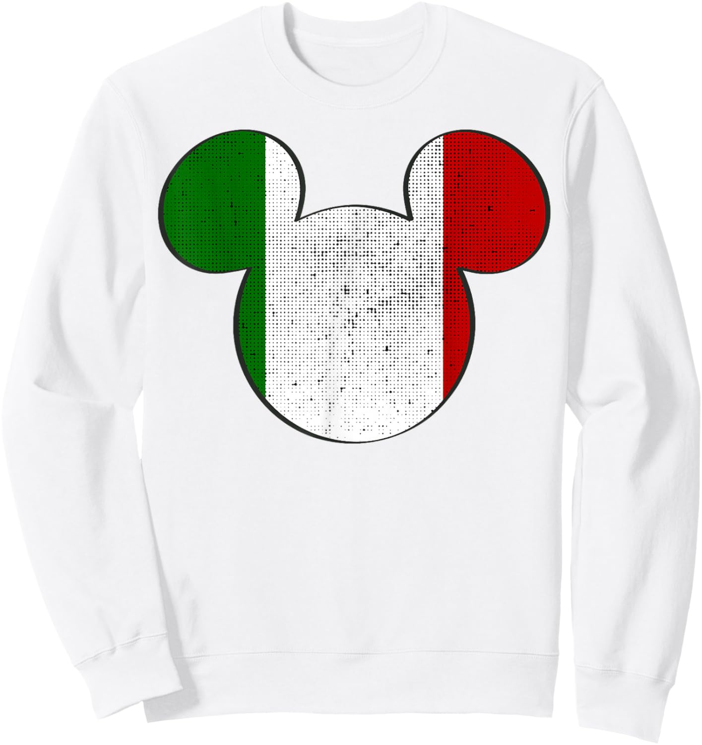 Disney Mickey Mouse Logo Italy Flag Fill Sweatshirt - Sweatshirt | White