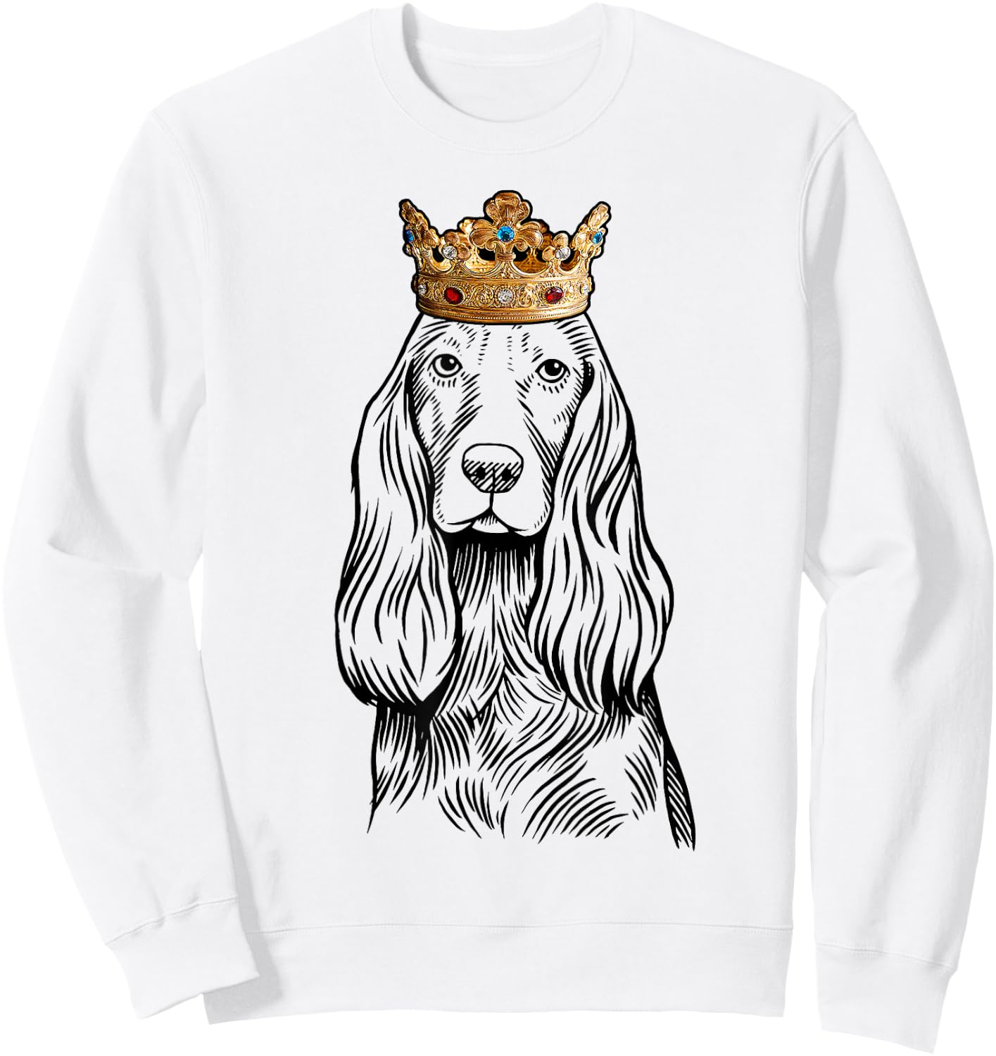 Cocker Spaniel Dog Wearing Crown Sweatshirt - Sweatshirt | White