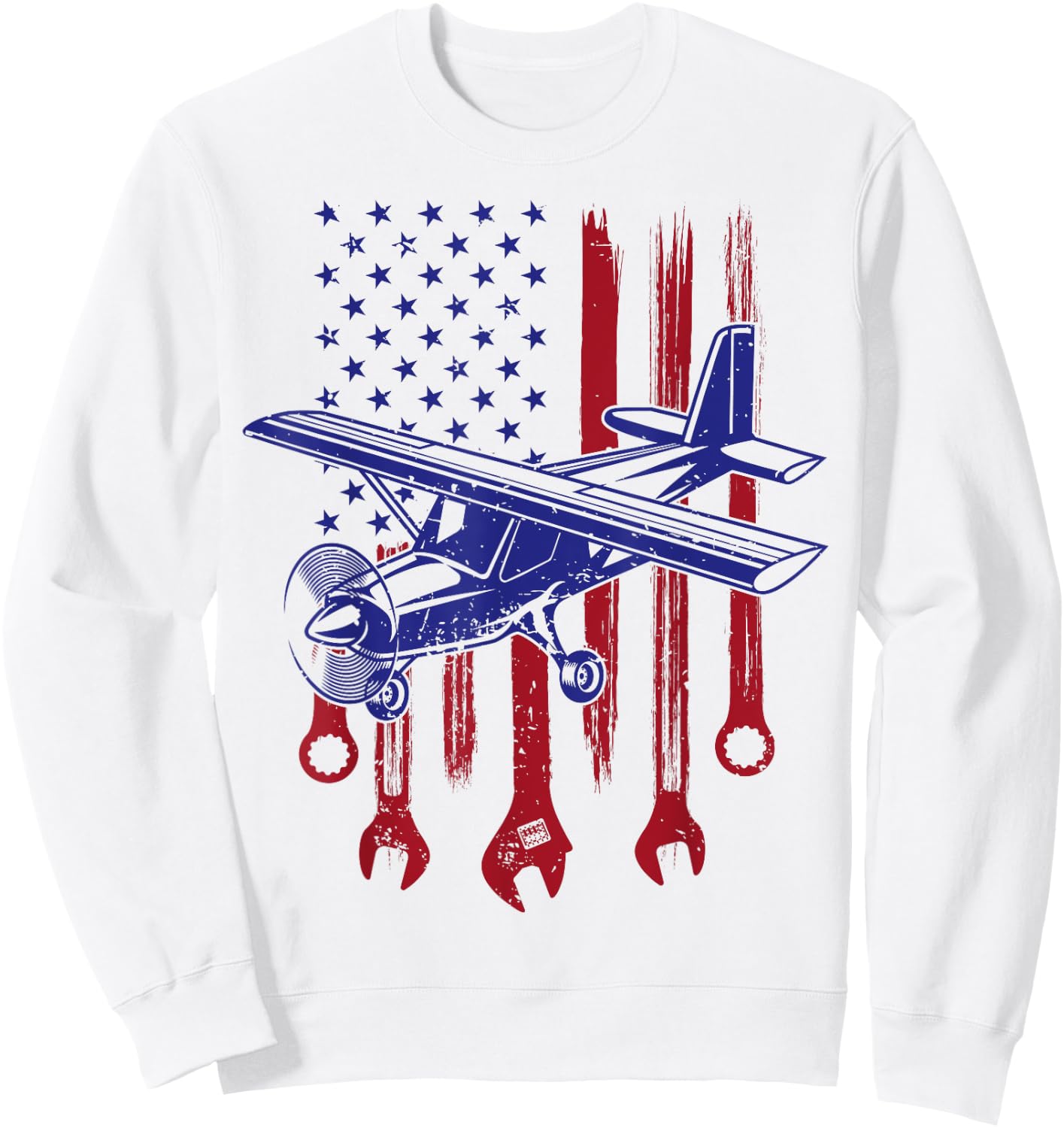 Aircraft Mechanic American Flag Airplane Vintage Gifts Men Sweatshirt - Sweatshirt | White