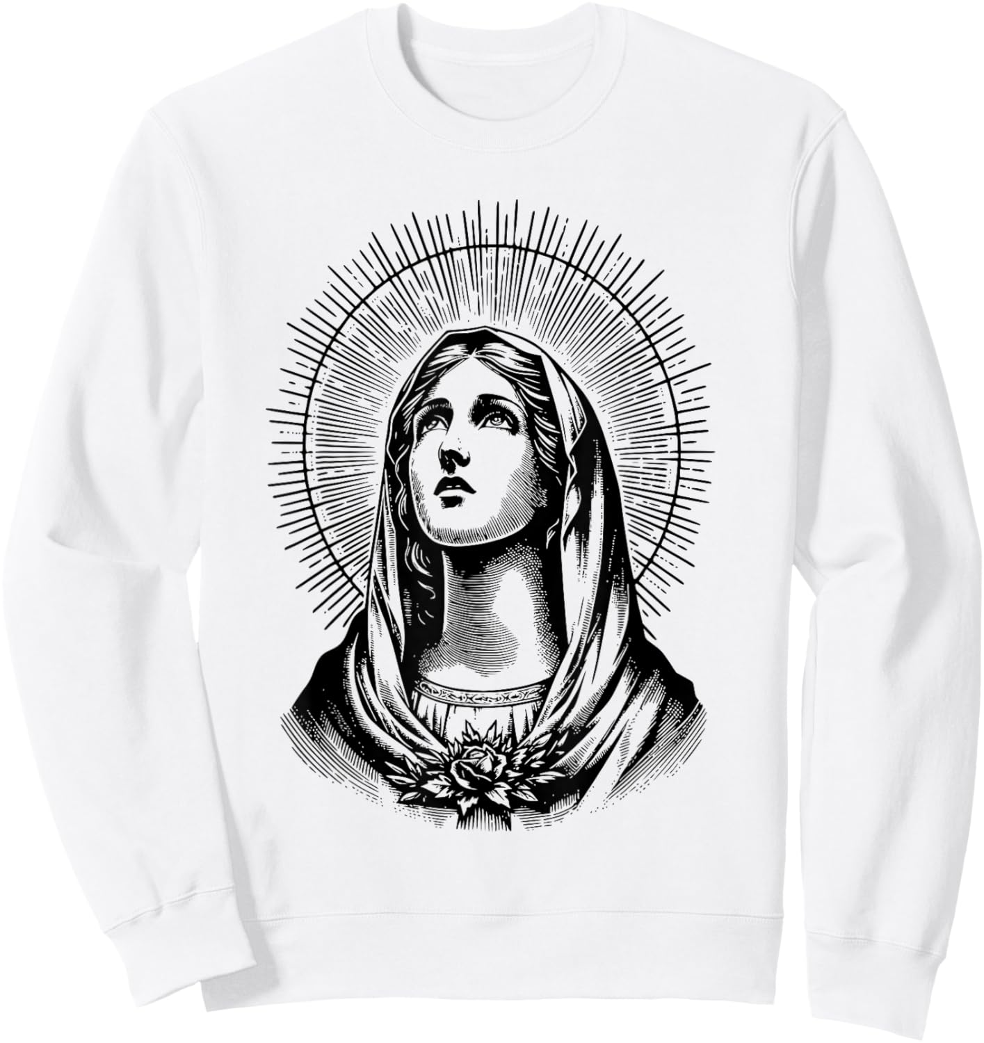 Tattoo Style Virgin Mary Sweatshirt - Sweatshirt | White