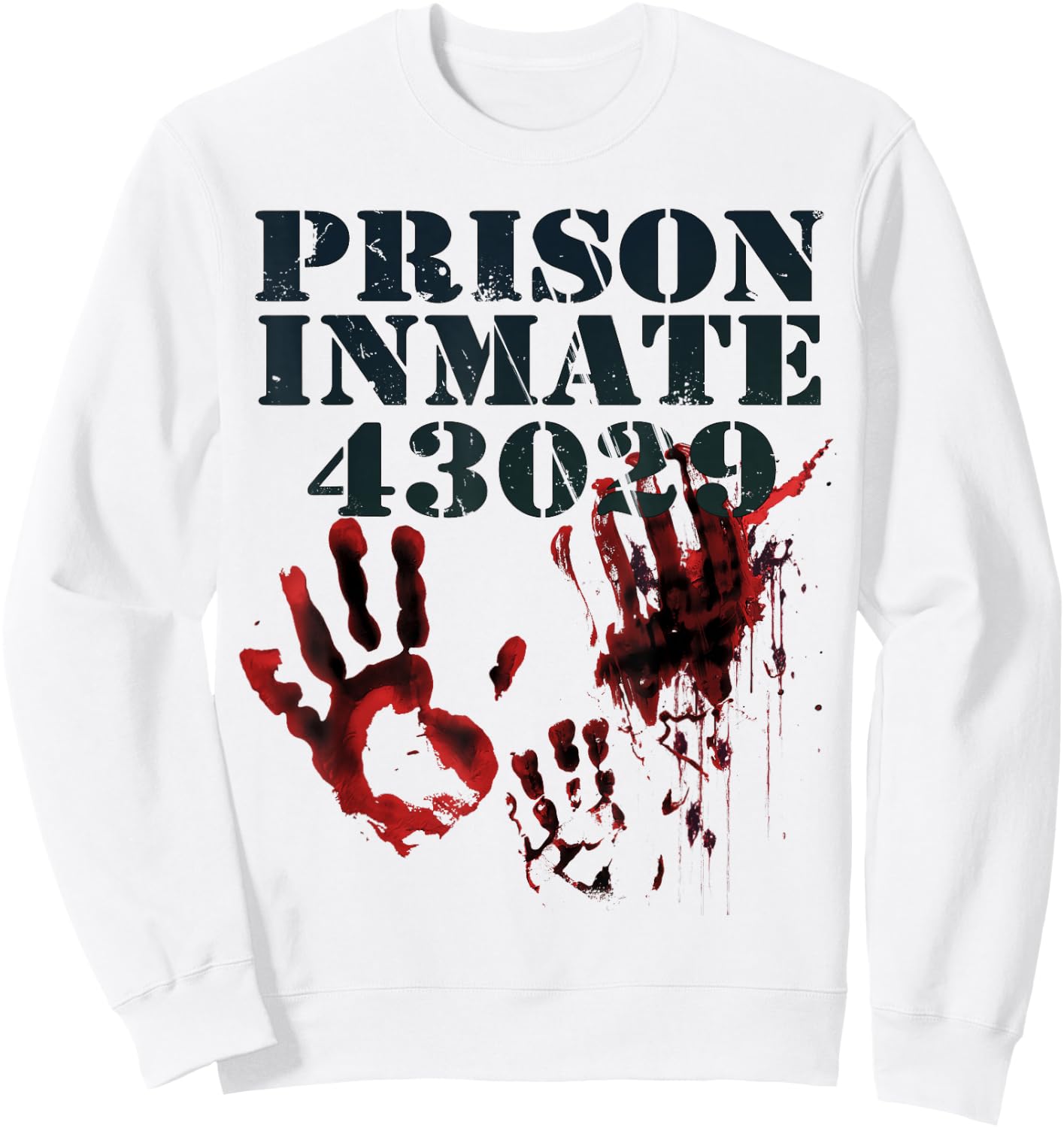 Prison Inmate Shirt Zombie Bloody Halloween Blood Splatter Sweatshirt - Sweatshirt | White