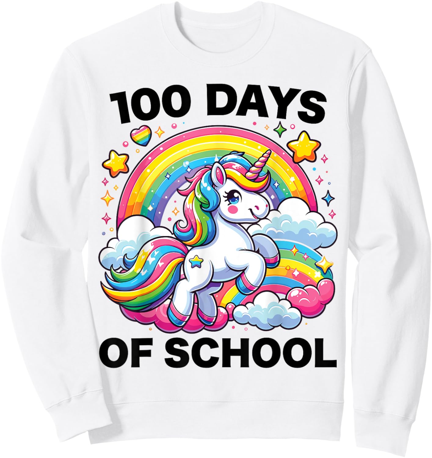 100 Days of School Unicorn Girls Teacher 100th Day of School Sweatshirt - Sweatshirt | White