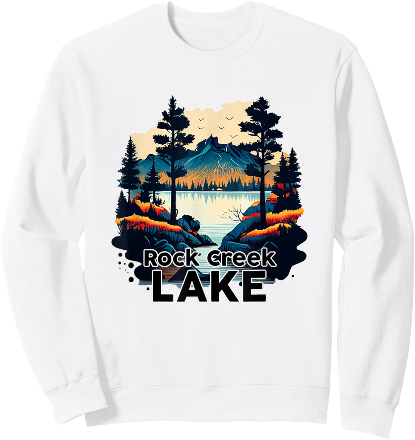 Rock Creek Lake Retro Minimalist Lake Rock Creek Sweatshirt - Sweatshirt | White