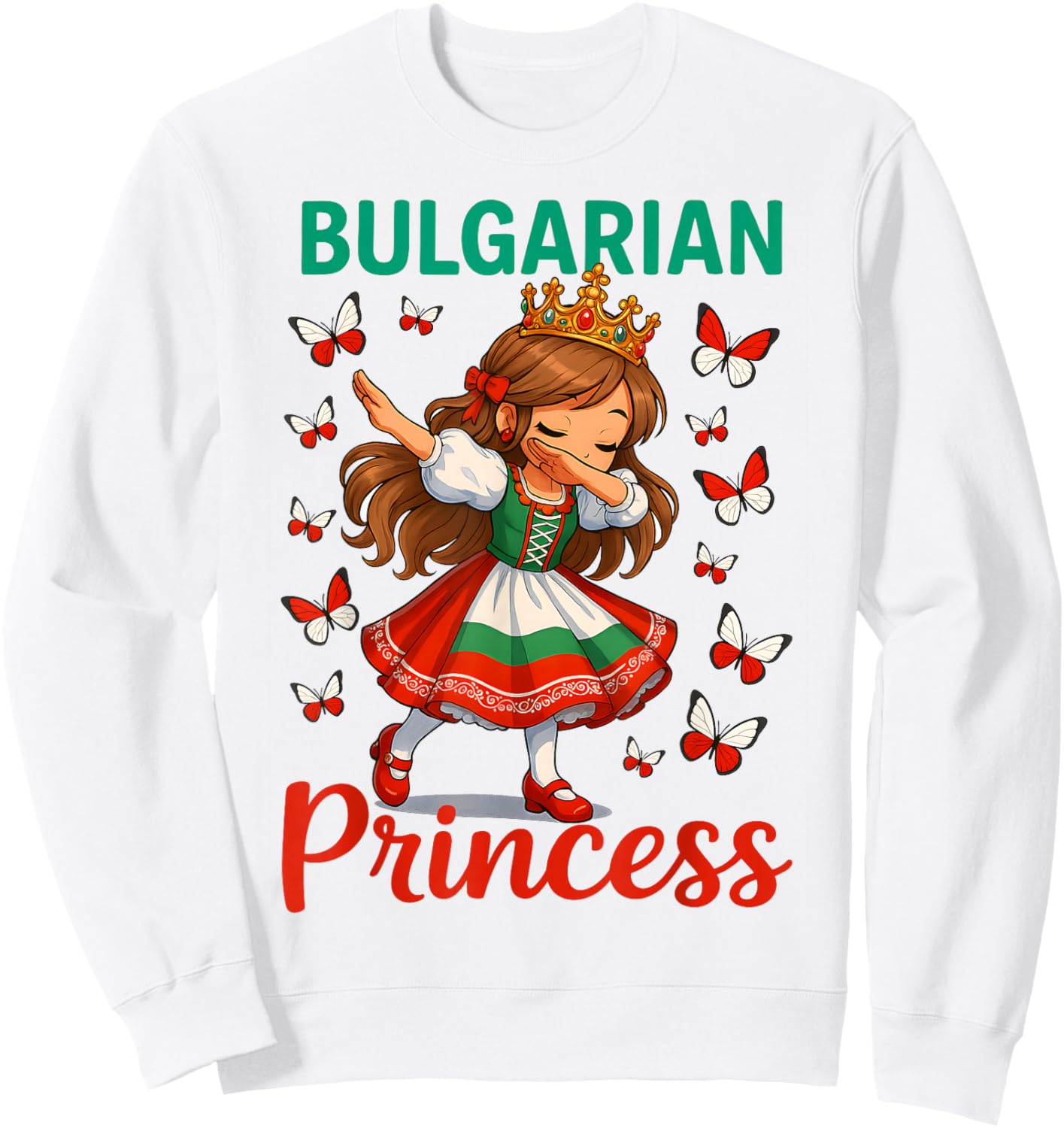 Bulgarische Prinzessin Dabbing Girl Cute Bulgaria Pride für Kinder Sweatshirt - Sweatshirt | White