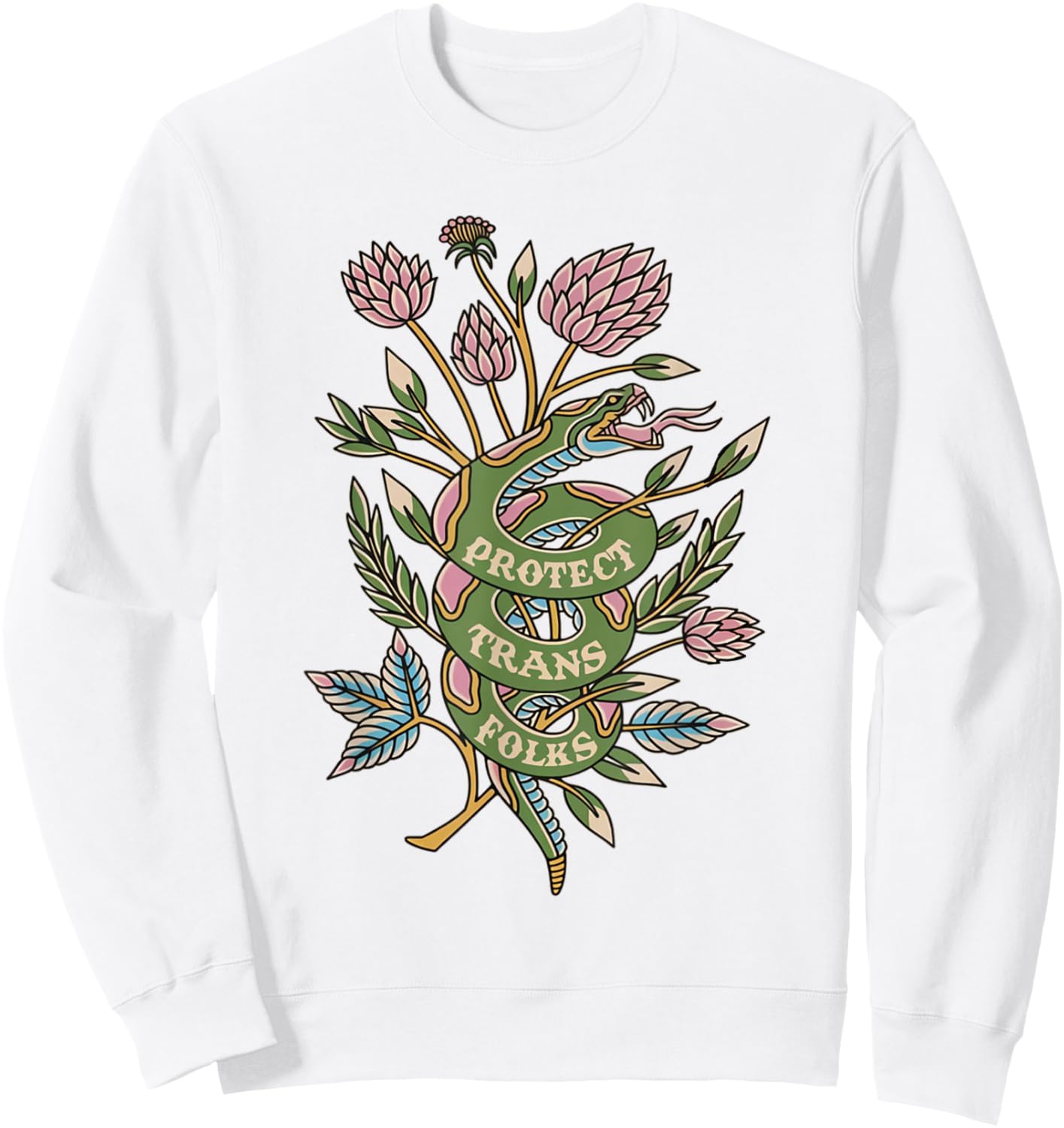 Retro Protect Trans Folks Protect Trans Rights Human Rights Sweatshirt - Sweatshirt | White