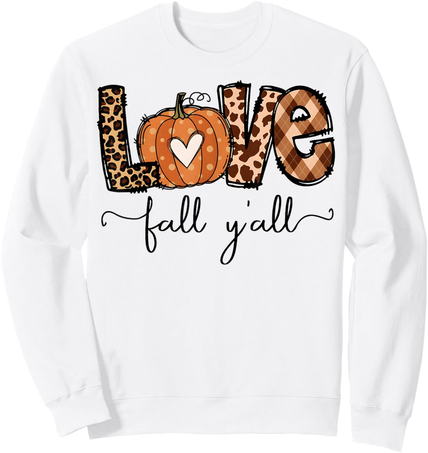 Hello Fall Pumpkin Love Fall Y'All Leopard Peace Love Fall Sweatshirt - Sweatshirt | White