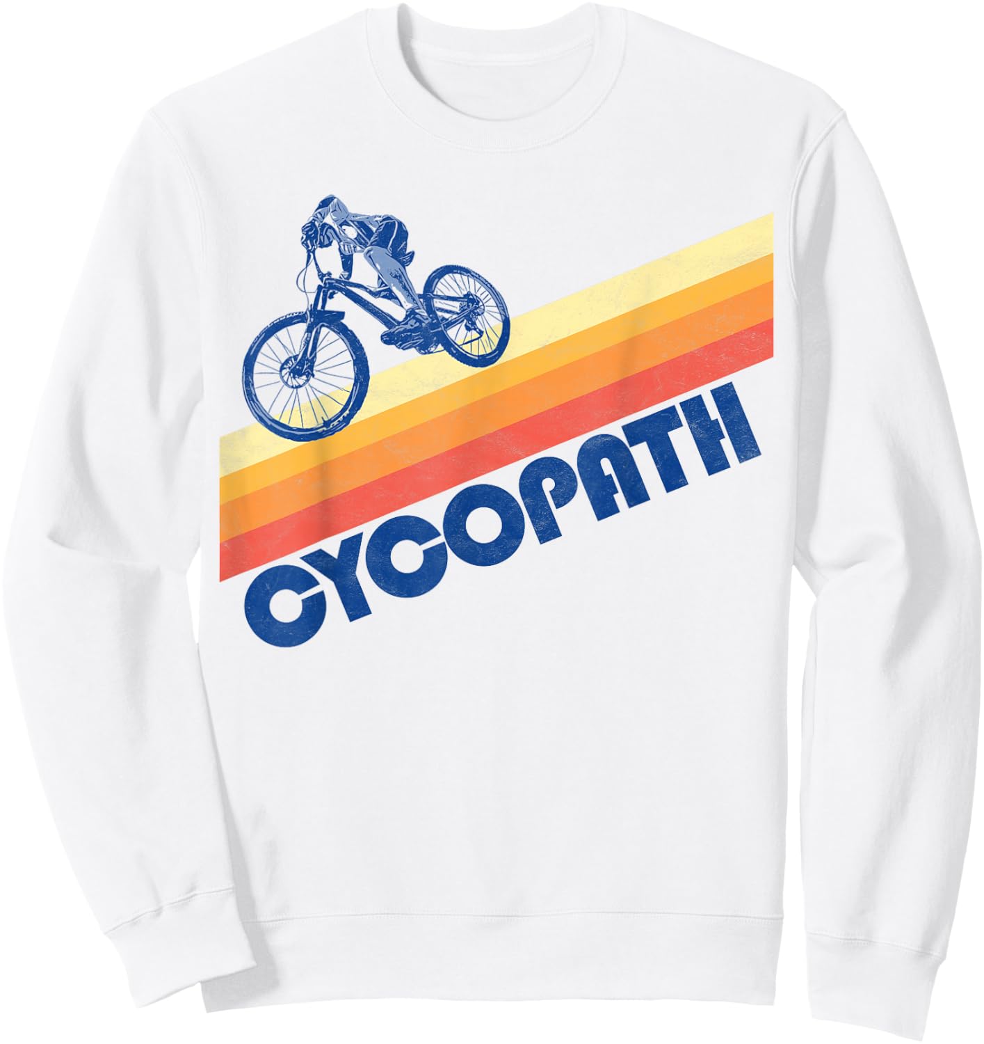 Cycopath! Funny Mountain Biking Vintage 80s Sweatshirt - Sweatshirt | White