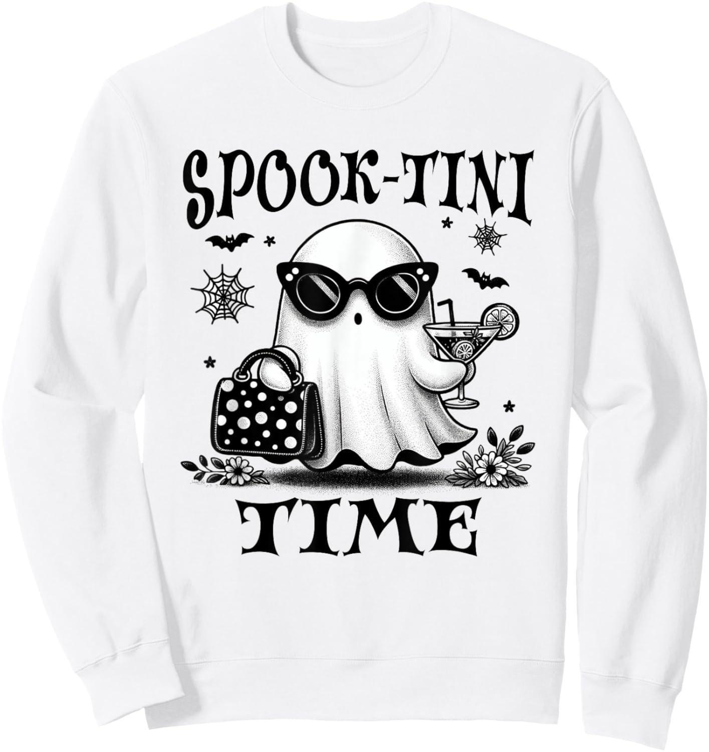 Martini Halloween, Cute Ghost Martini, Spook-tini Time, Fall Sweatshirt - Sweatshirt | White