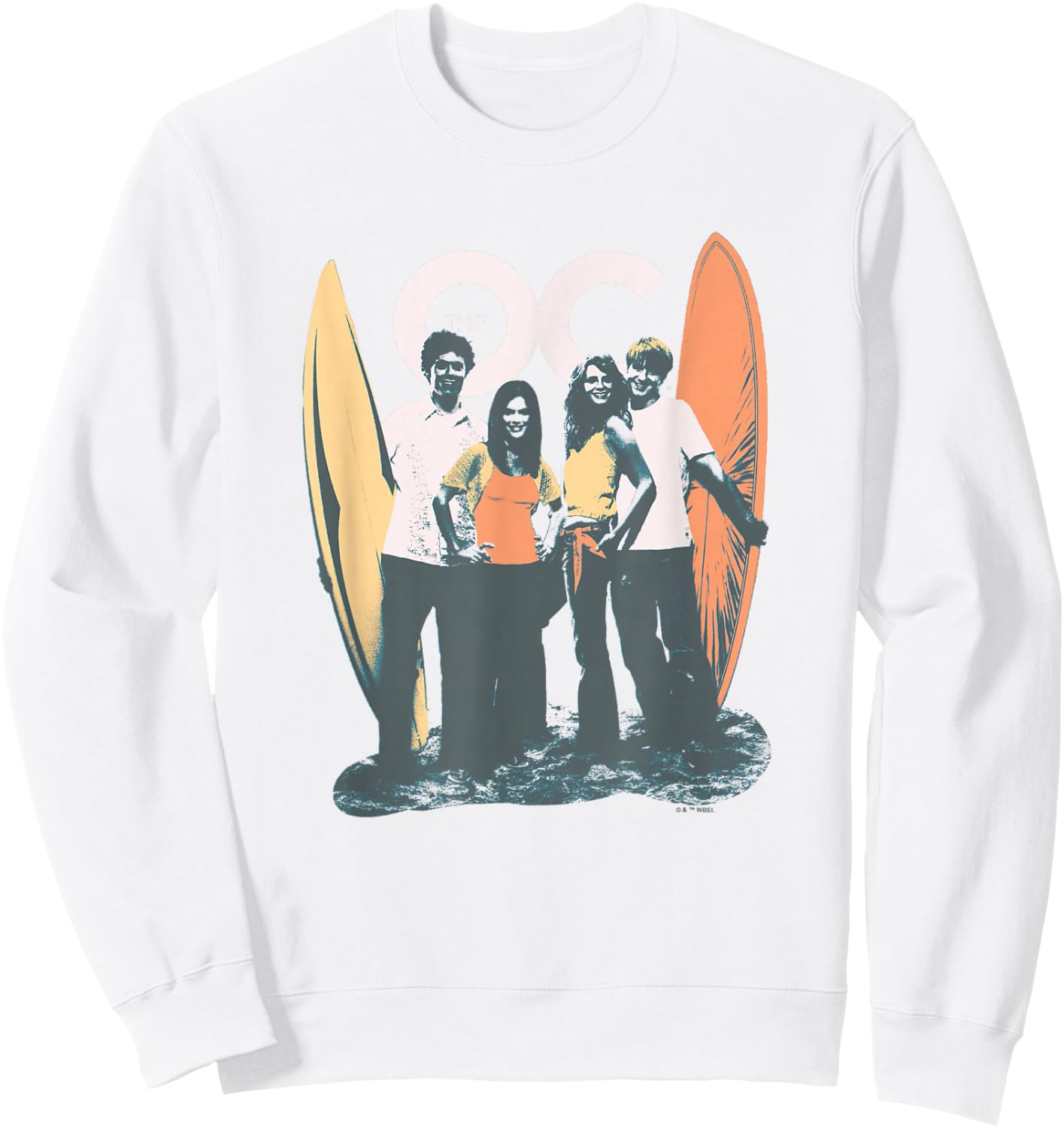 The O.C. Main Characters Surf Boards Beach Group Shot Sweatshirt - Sweatshirt | White