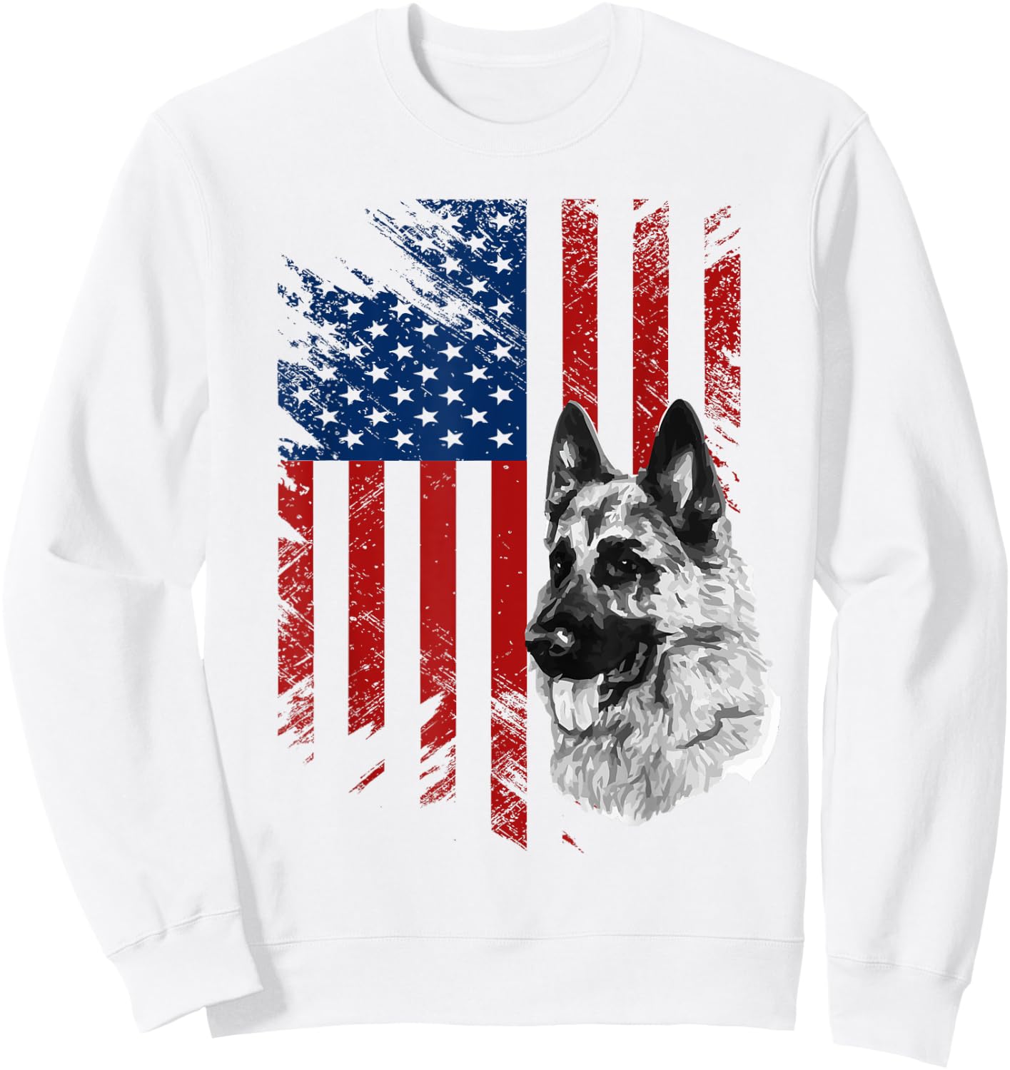 Patriotic German Shepherd USA American Flag Dog Pet Sweatshirt - Sweatshirt | White