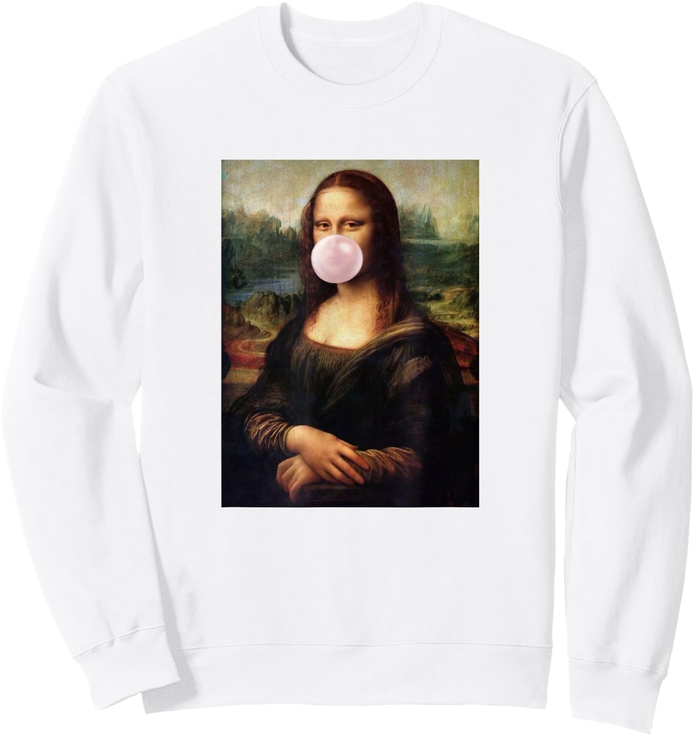 Mona Lisa Mona Lisa Bubblegum Bubble Mona Lisa Sweatshirt - Sweatshirt | White