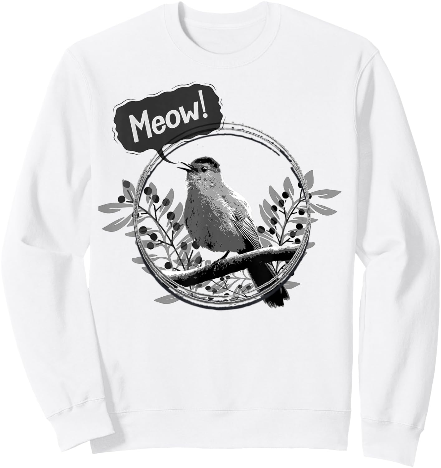Funny Gray Catbird Meow Bird Birdwatching Sweatshirt - Sweatshirt | White