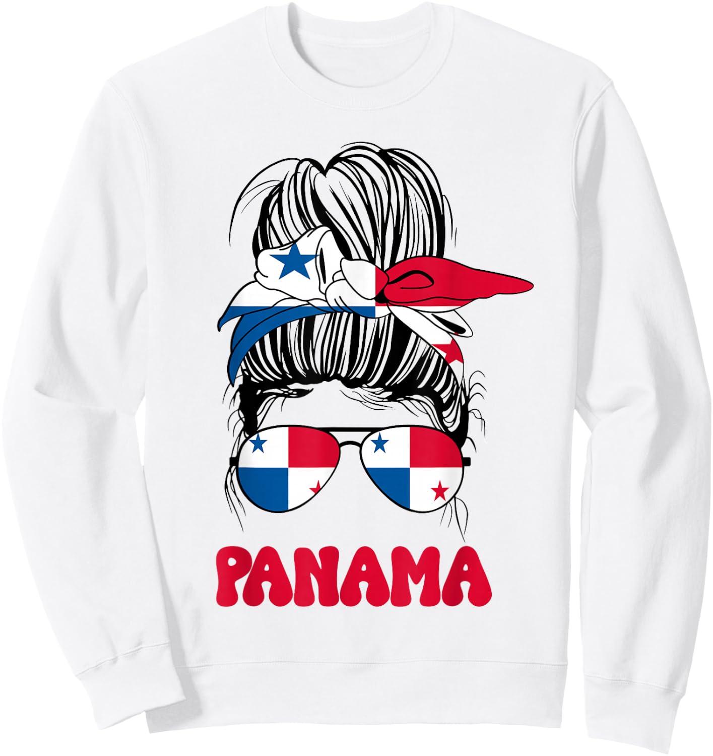 Panamanian Women Messy Bun, Proud Panama Flag for Girls Sweatshirt - Sweatshirt | White
