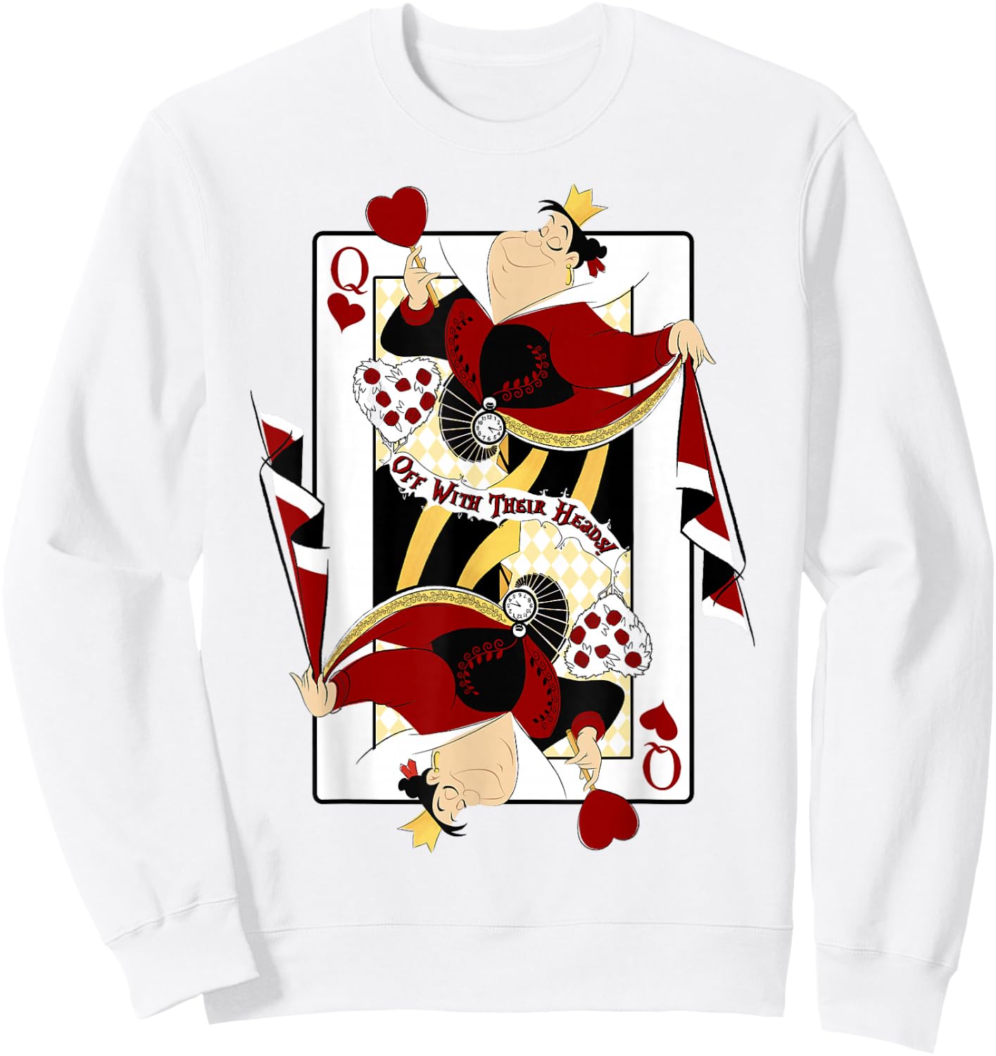Disney Alice in Wonderland Queen of Hearts Playing Card Small Sweatshirt - Sweatshirt | White
