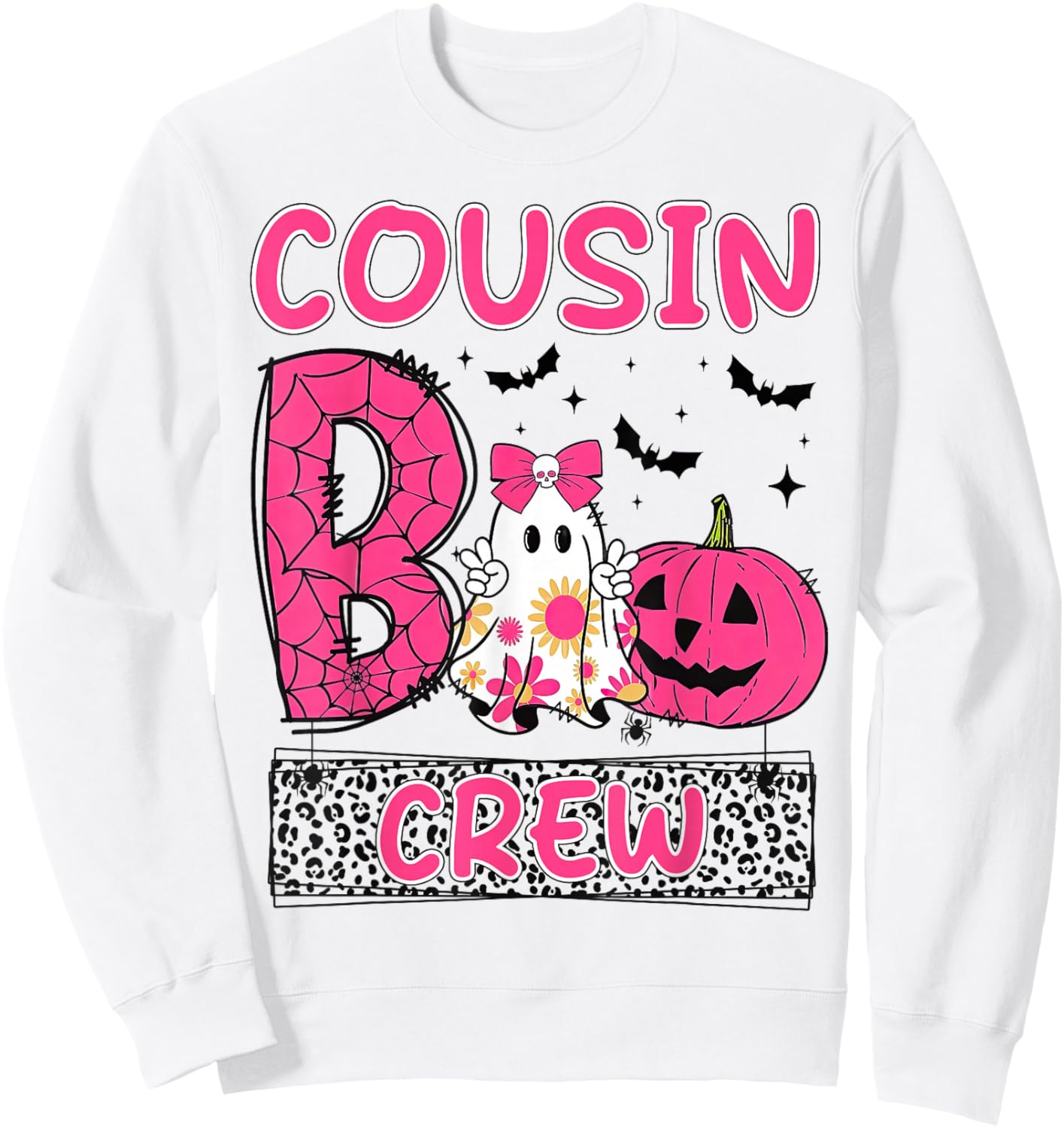 Cousin Boo Crew Girls Kids Matching Family Halloween Sweatshirt - Sweatshirt | White